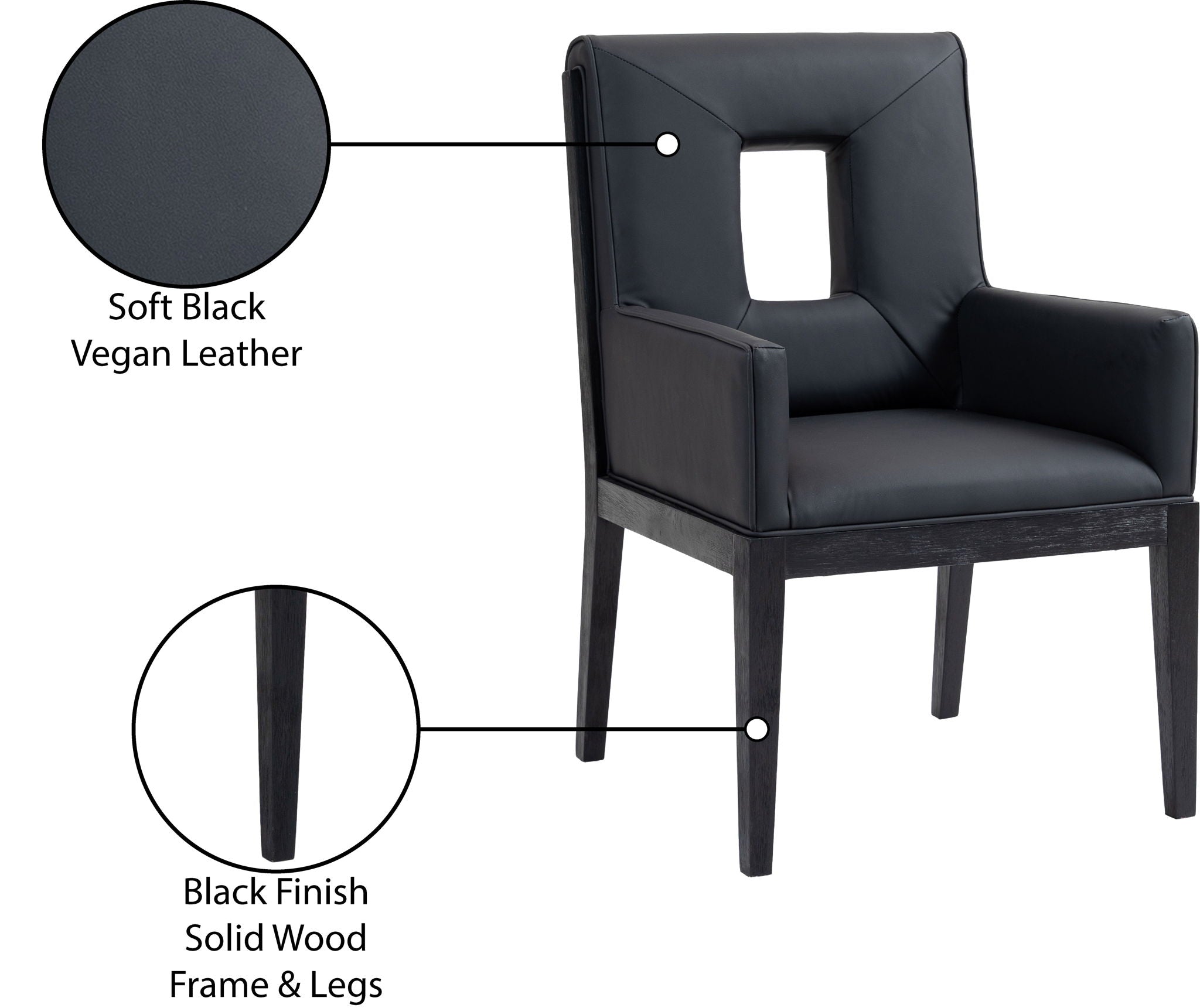 Gwendolyn - Faux Leather Dining Arm Chair With Black Frame