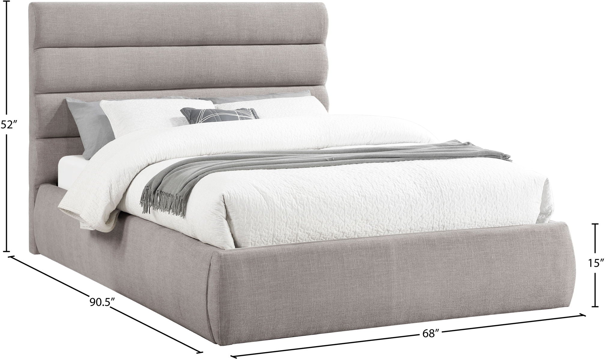 Adam - Linen Fabric Bed With 52" Headboard