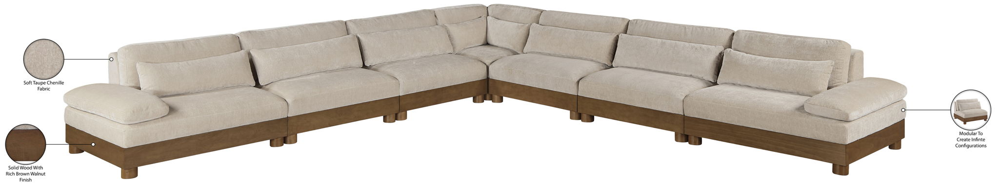 Turin - Chenille Fabric Upholstered Modular Sectional - Taupe