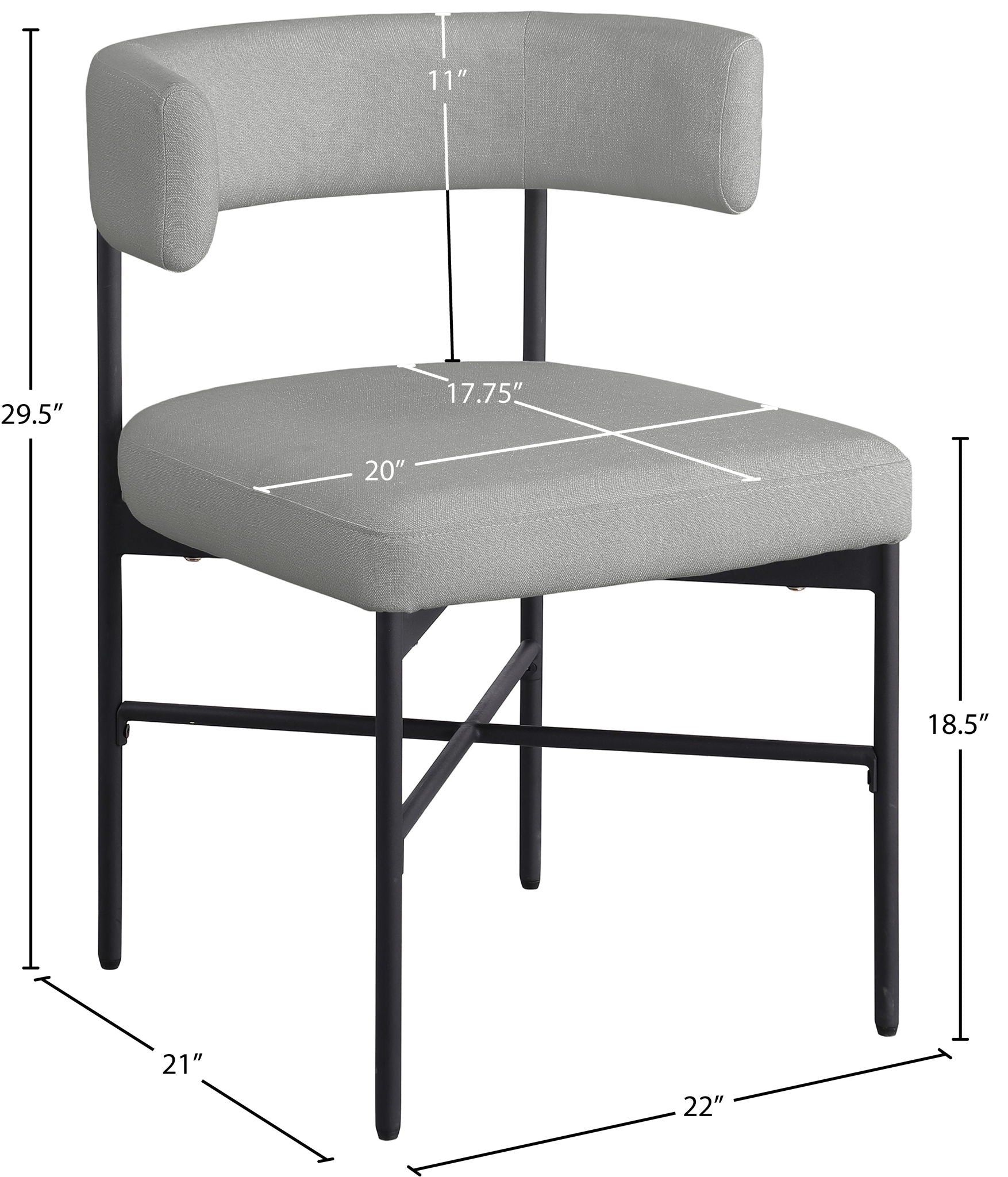 Rivage - Durable Dining Chair With Black Frame (Set of 2)