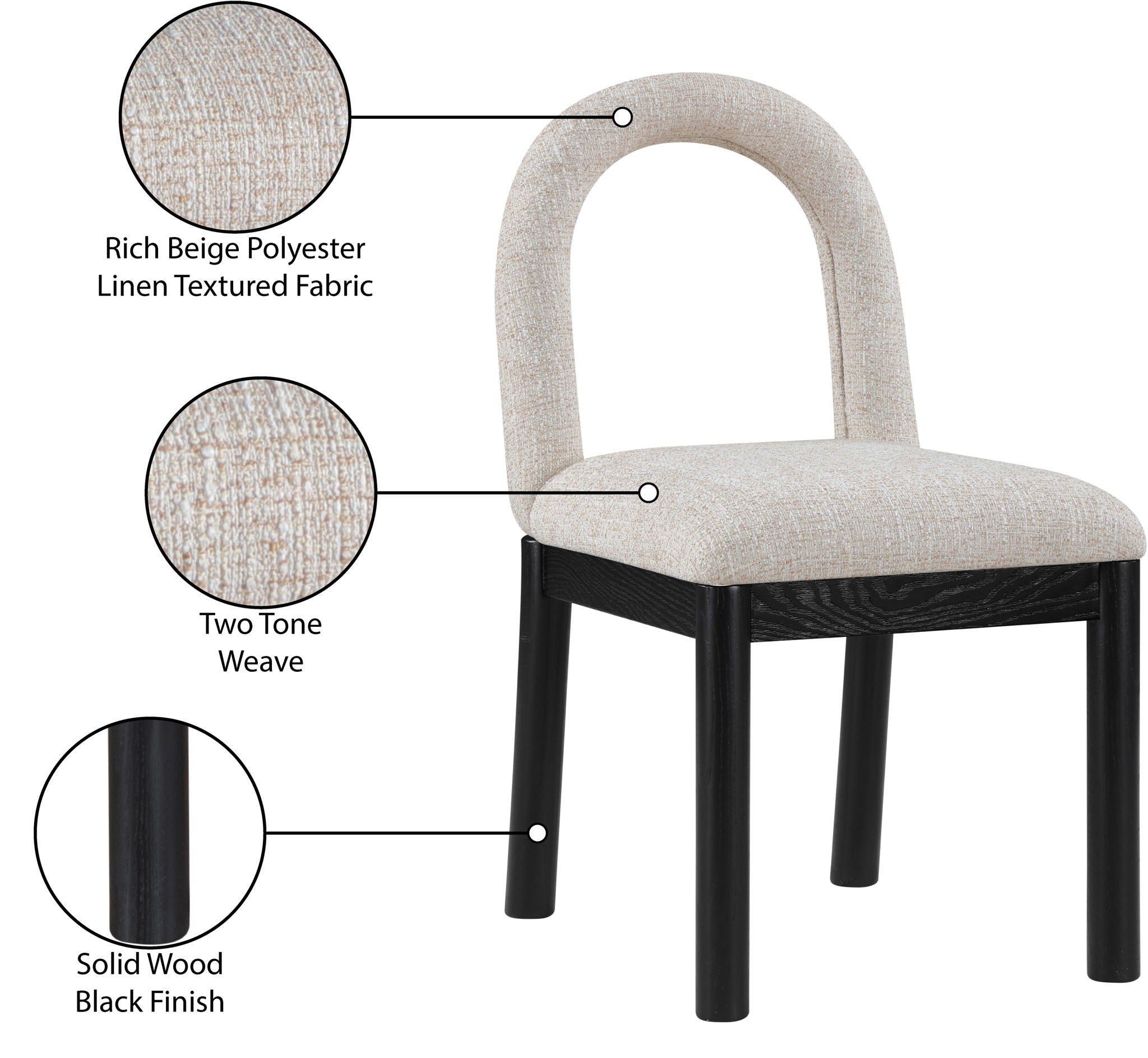 Conrad - Linen Dining Chair With Black Legs