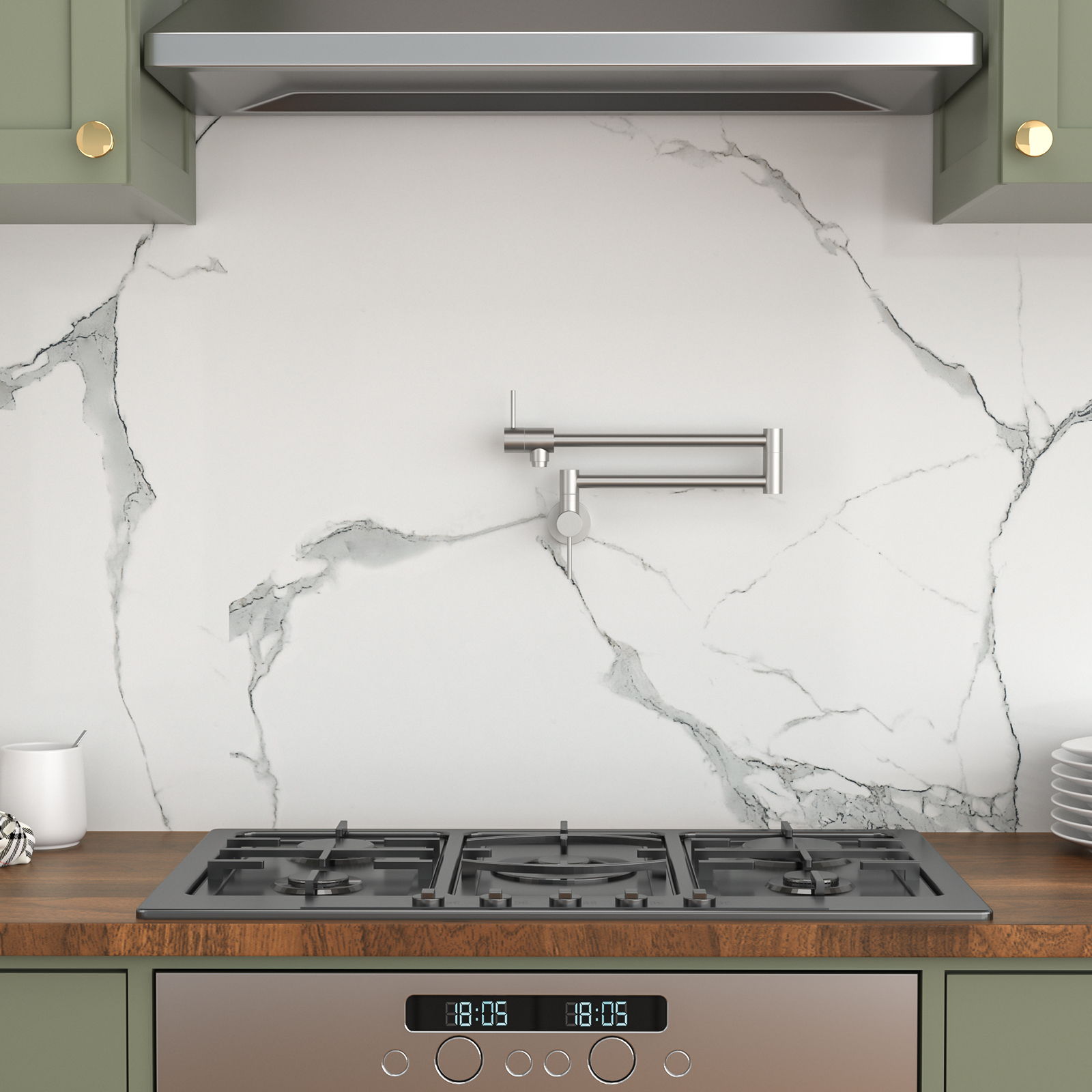 Modern Design Pot Filler Faucet Wall Mount Kitchen Sink, Folding Stretchable