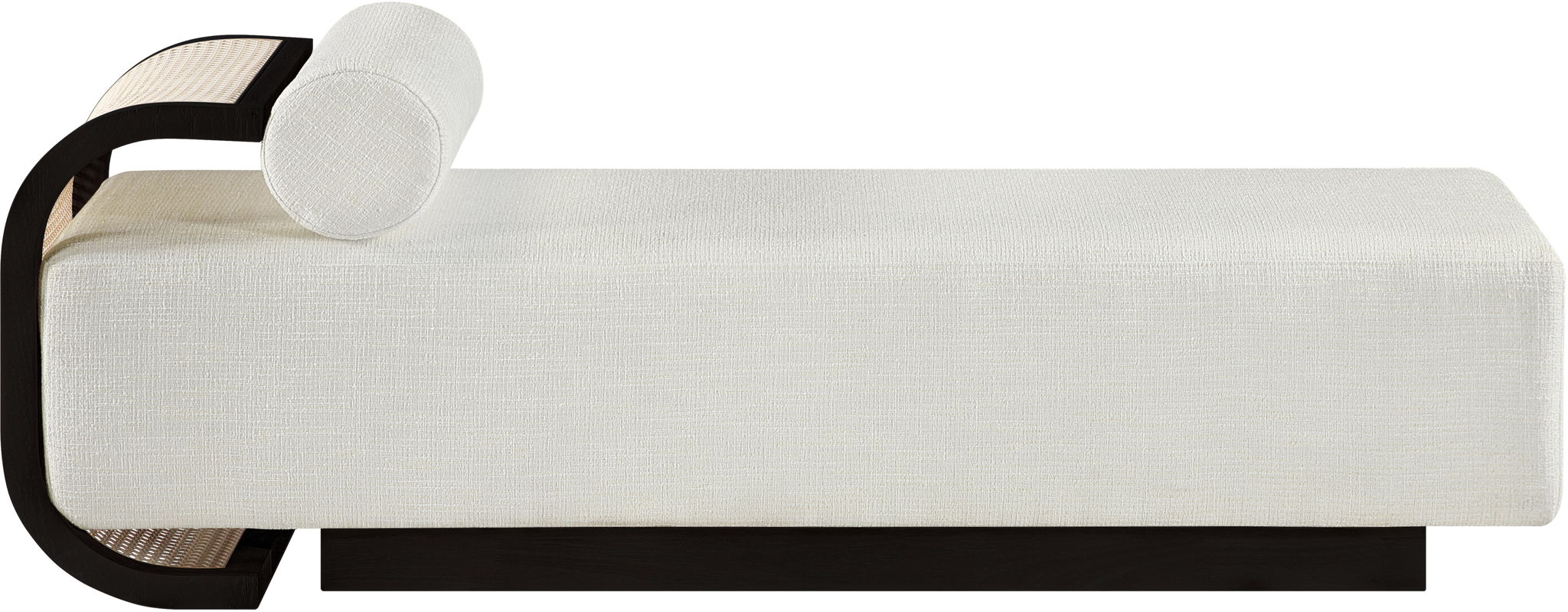 Zephyr - Linen Textured Fabric Upholstered Chaise - Painted Black Base