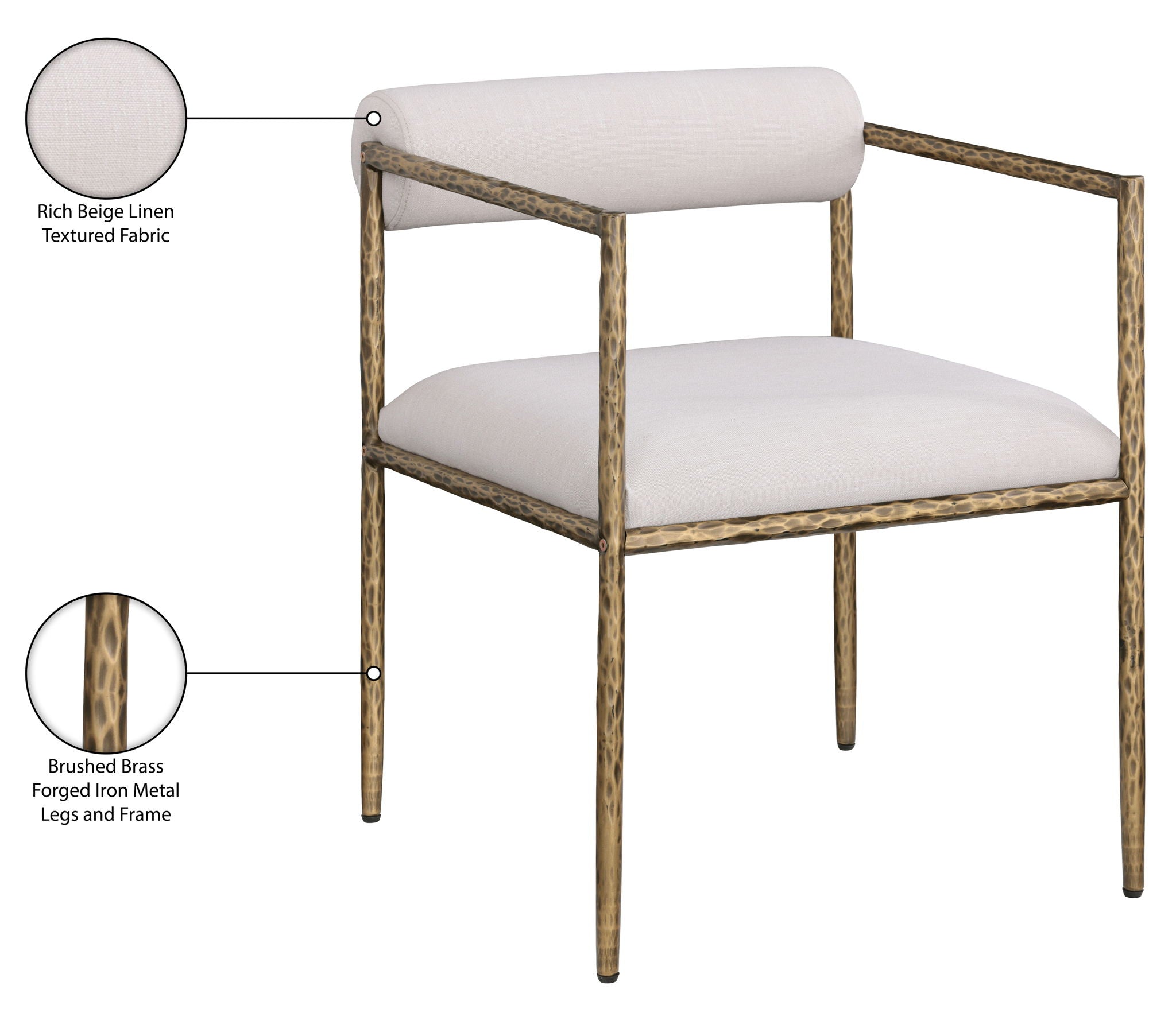 Axis - Linen Textured Beige Fabric Upholstered Dining Chair (Set of 2)