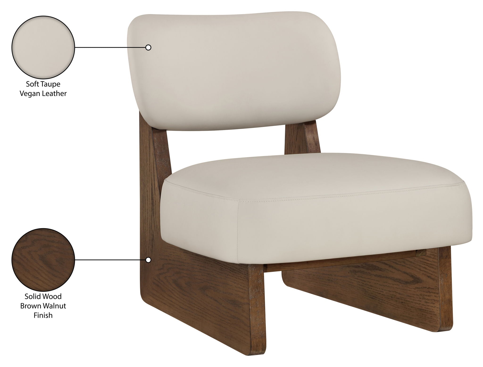 Vetra - Vegan Leather Upholstered Accent Chair - Taupe / Painted Brown