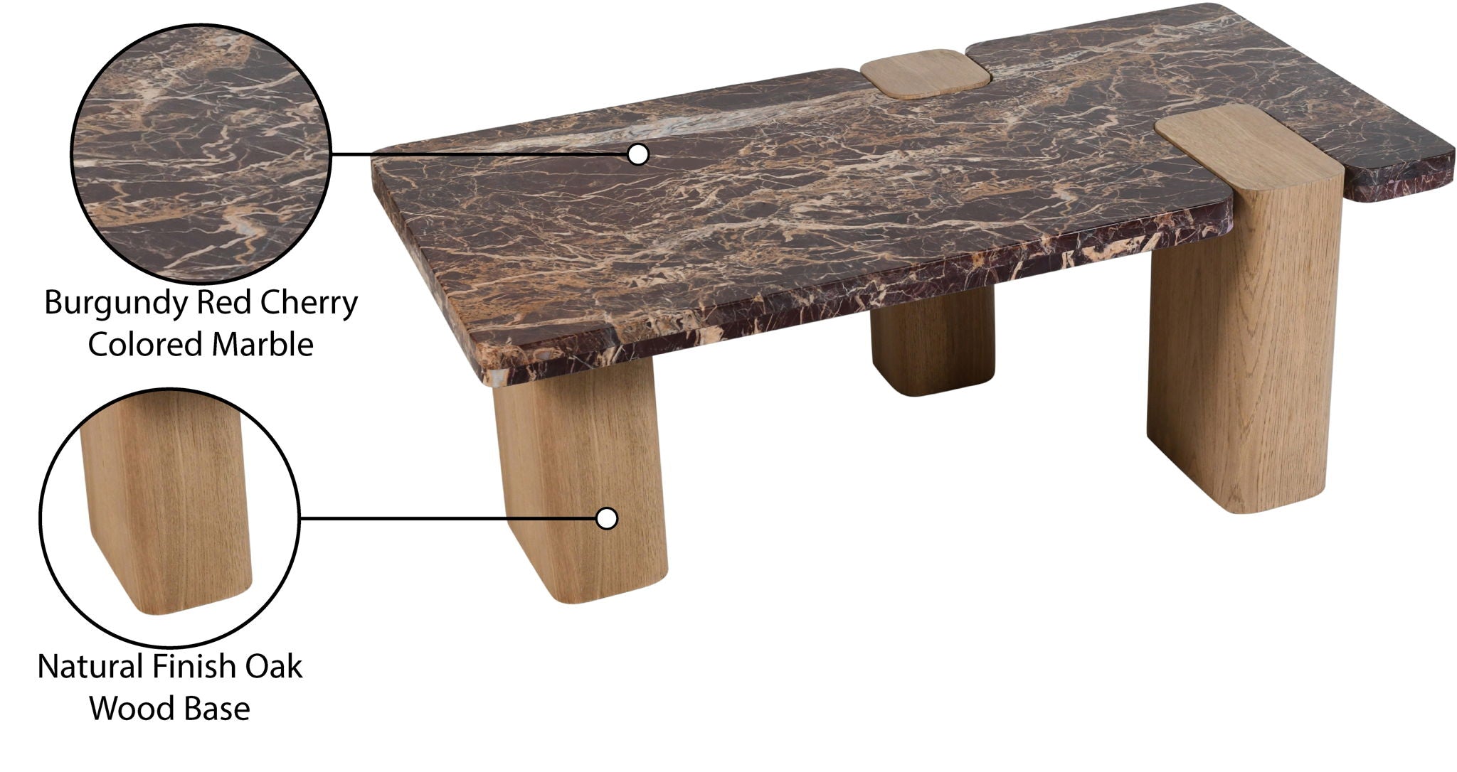 Ravenna - Marble/Stone Coffee Table - Burgundy