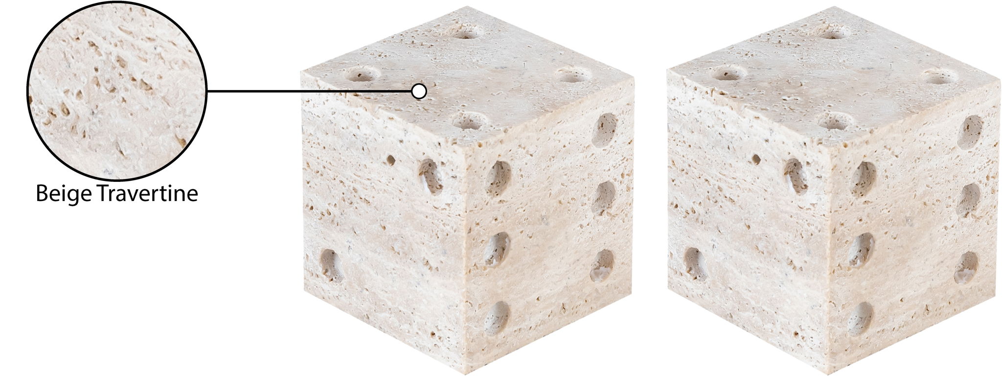Dice - Travertine Decorative - Natural