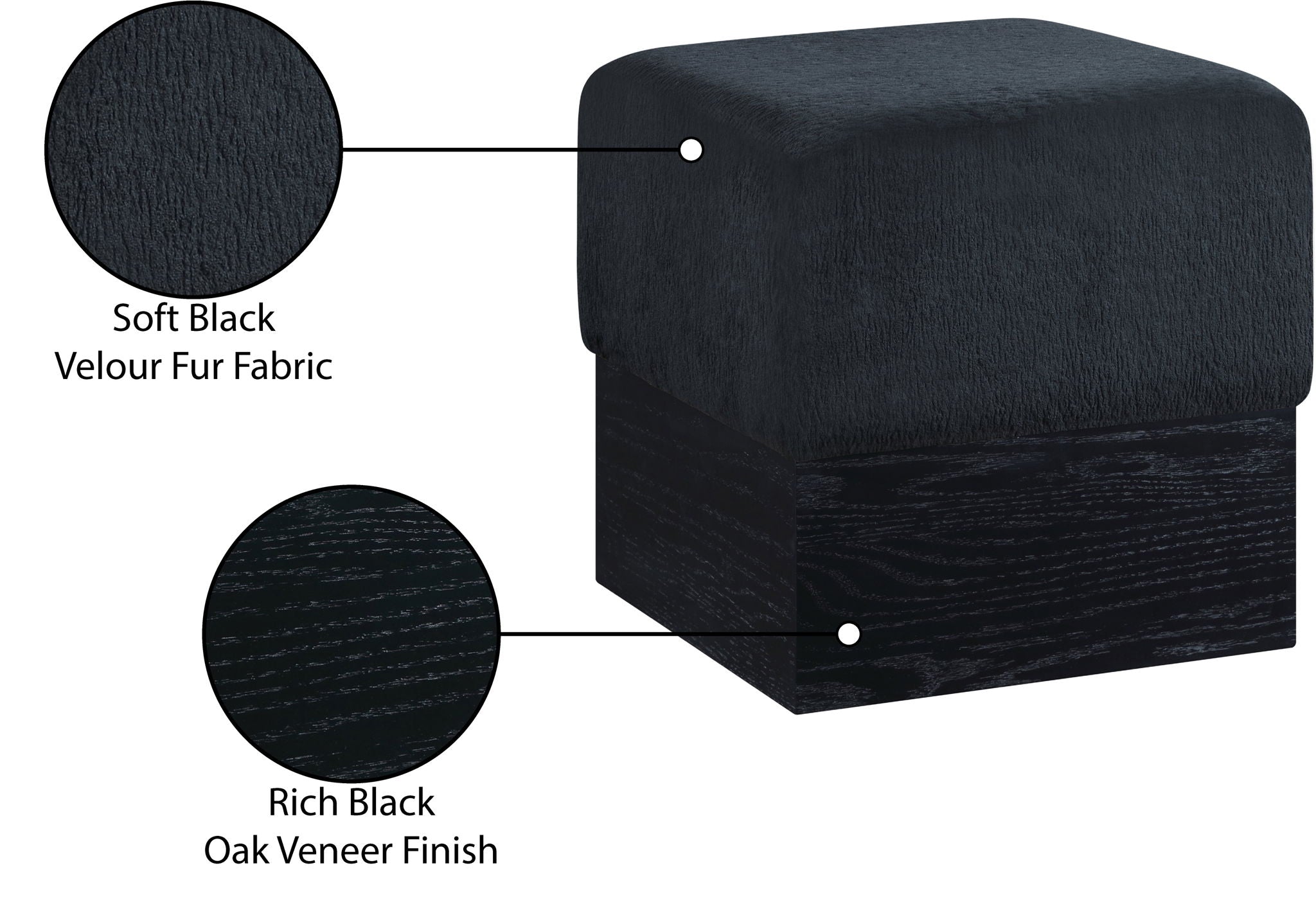 Havre - Ottoman / Stool With Black Base