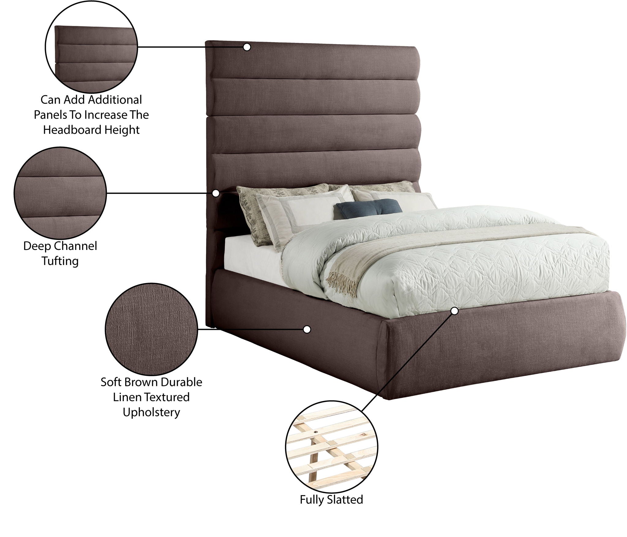 Adam - Linen Fabric Bed With 70.5" Headboard