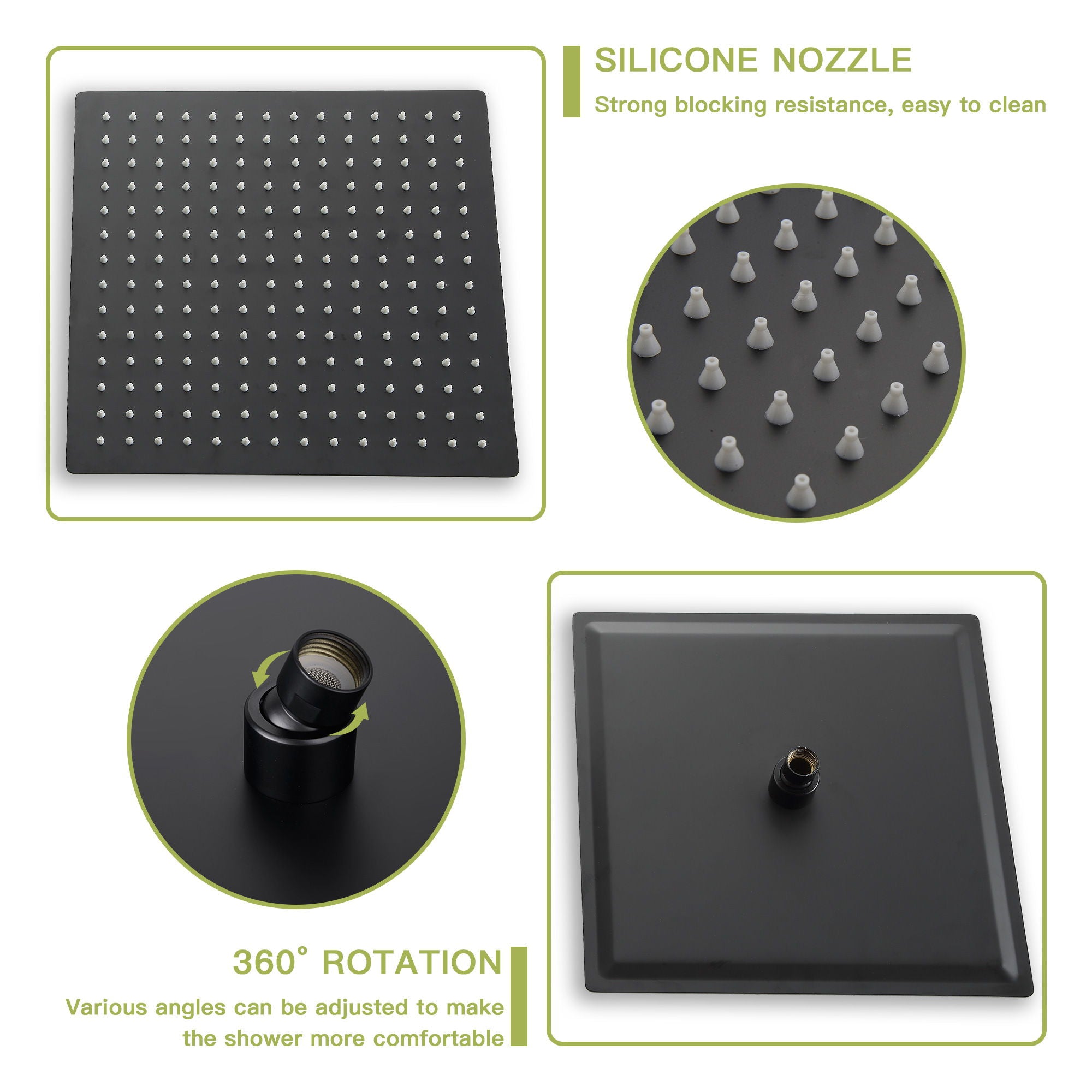 10" Square Dual Shower Head System Wall Mounted With Rough In Valve Modern Bathroom Fixture