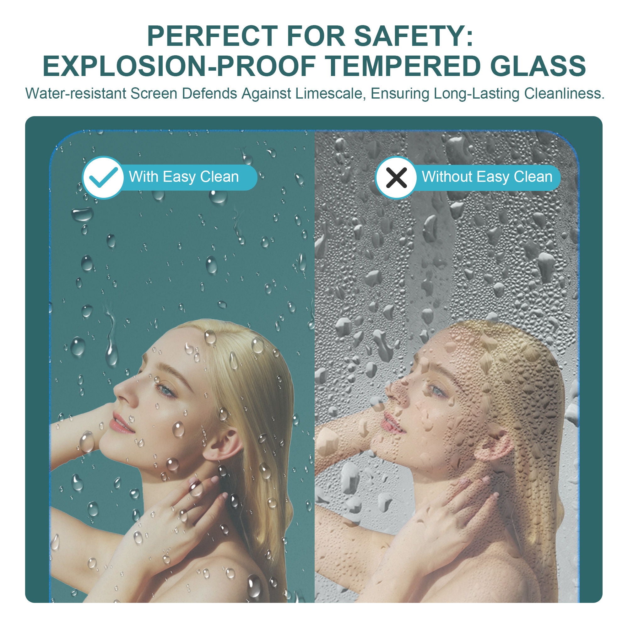 Fold Frameless Shower Door With Tempered Glass