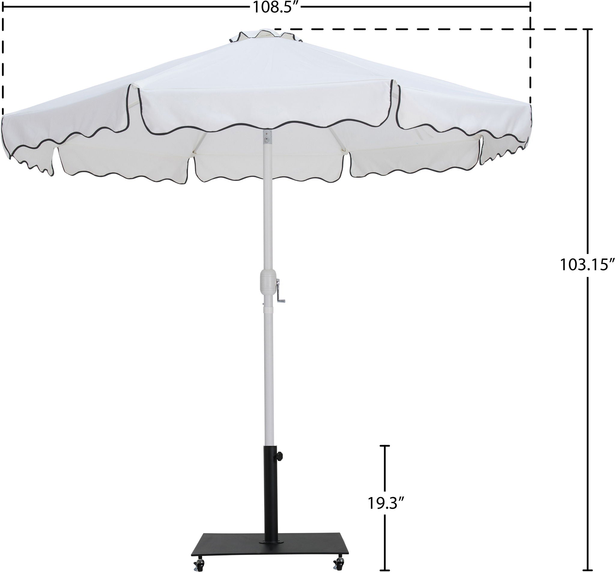 Amalfi - Aluminum Patio Umbrella - Black Base / White Pole