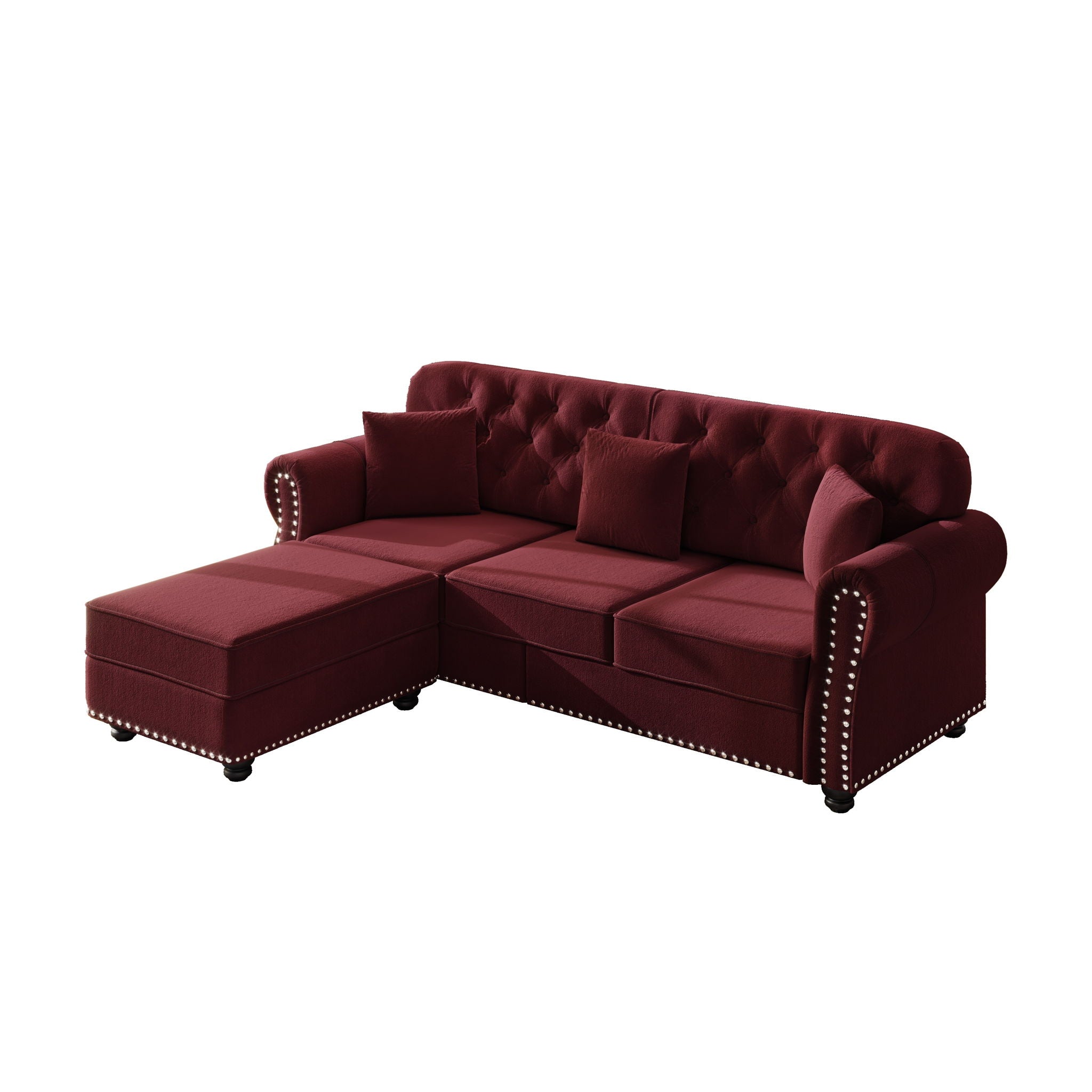 Upholstered 3 Seater Sofa Set With Ottoman