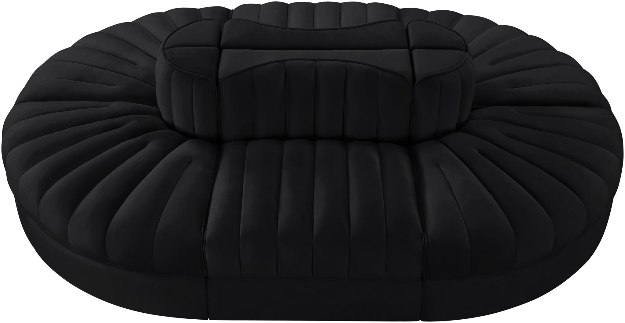 Rummi - Oval Velvet Performance Fabric Upholstered 6 Piece Modular Sectional