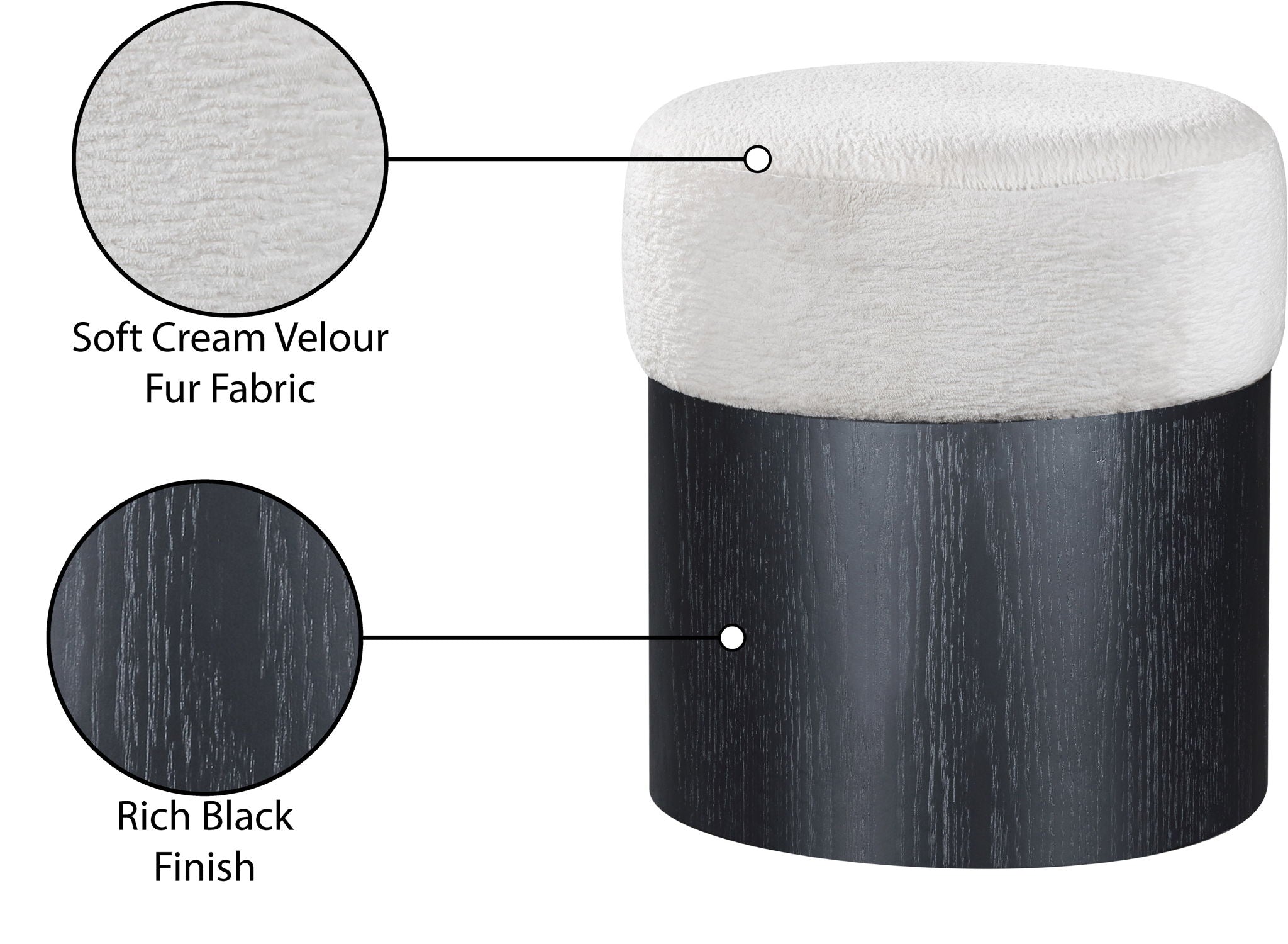 Nimes - Ottoman / Stool With Black Base