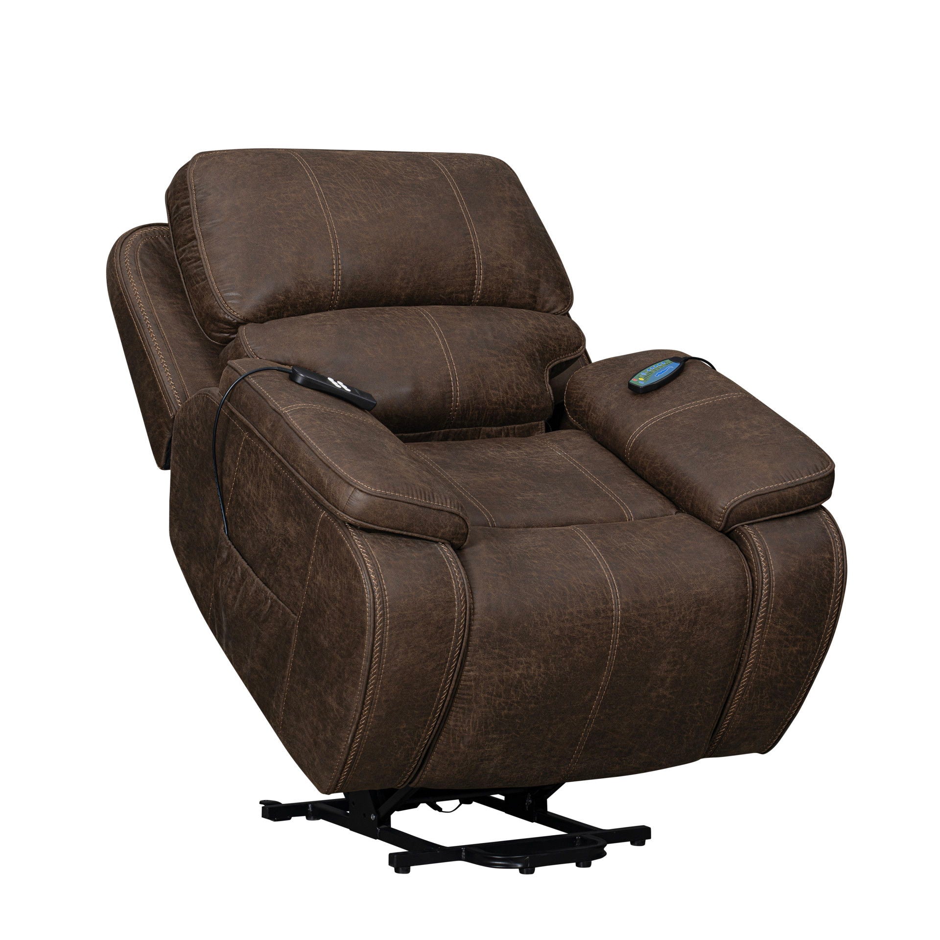 Brookings - Power Lift Recliner With Heat & Massage - Brown