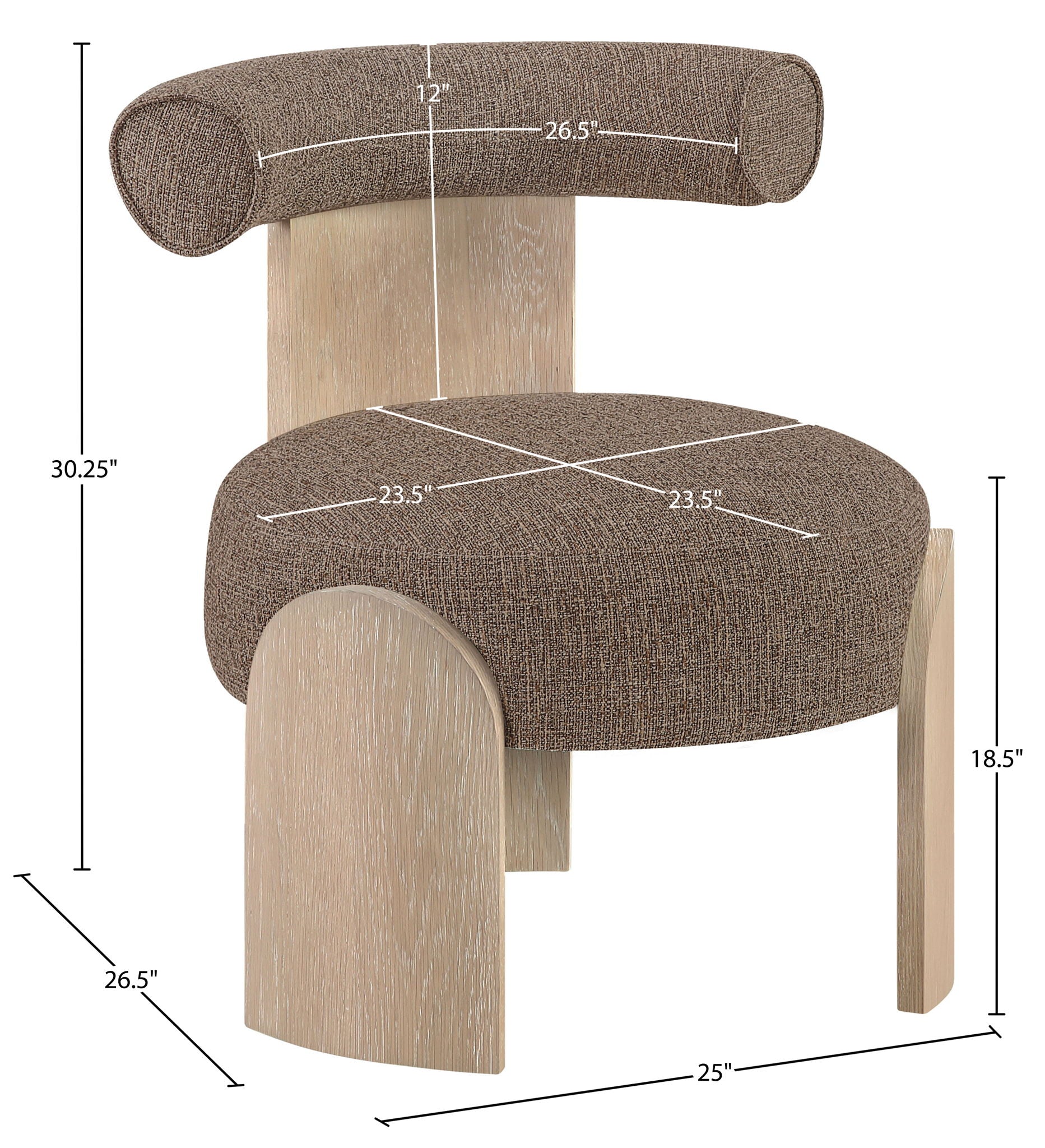 Calder - Linen Textured Fabric Upholstered Accent Chair - Painted Natural Base