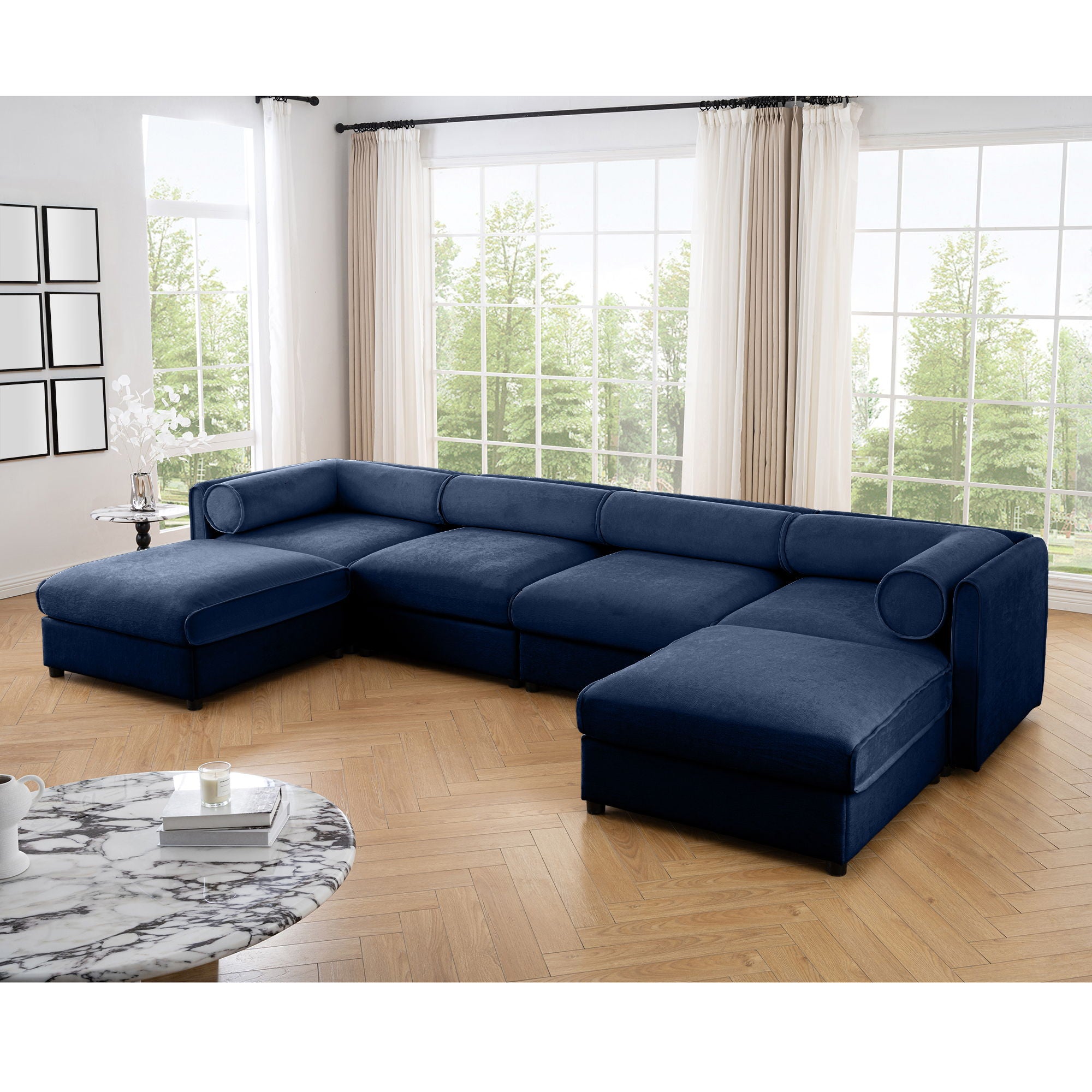 Contemporary Elegant Sofa With Storage And Ottoman