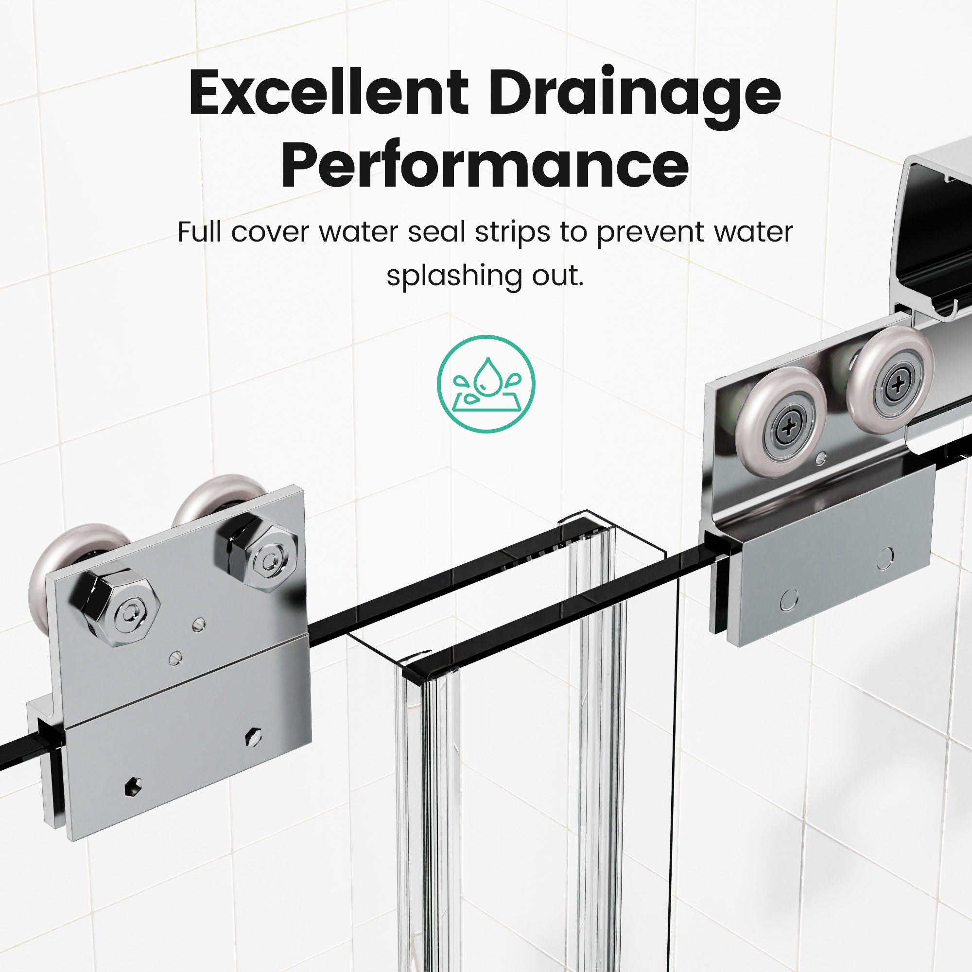 Semi Frameless Double Sliding Shower Door With Tempered Glass