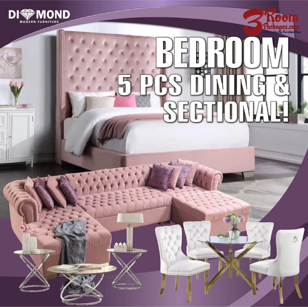 Lauren Pink Tufted 3 Room Packages