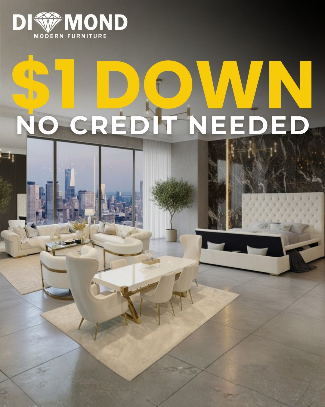 Farrah Cream Velvet 3roompackage