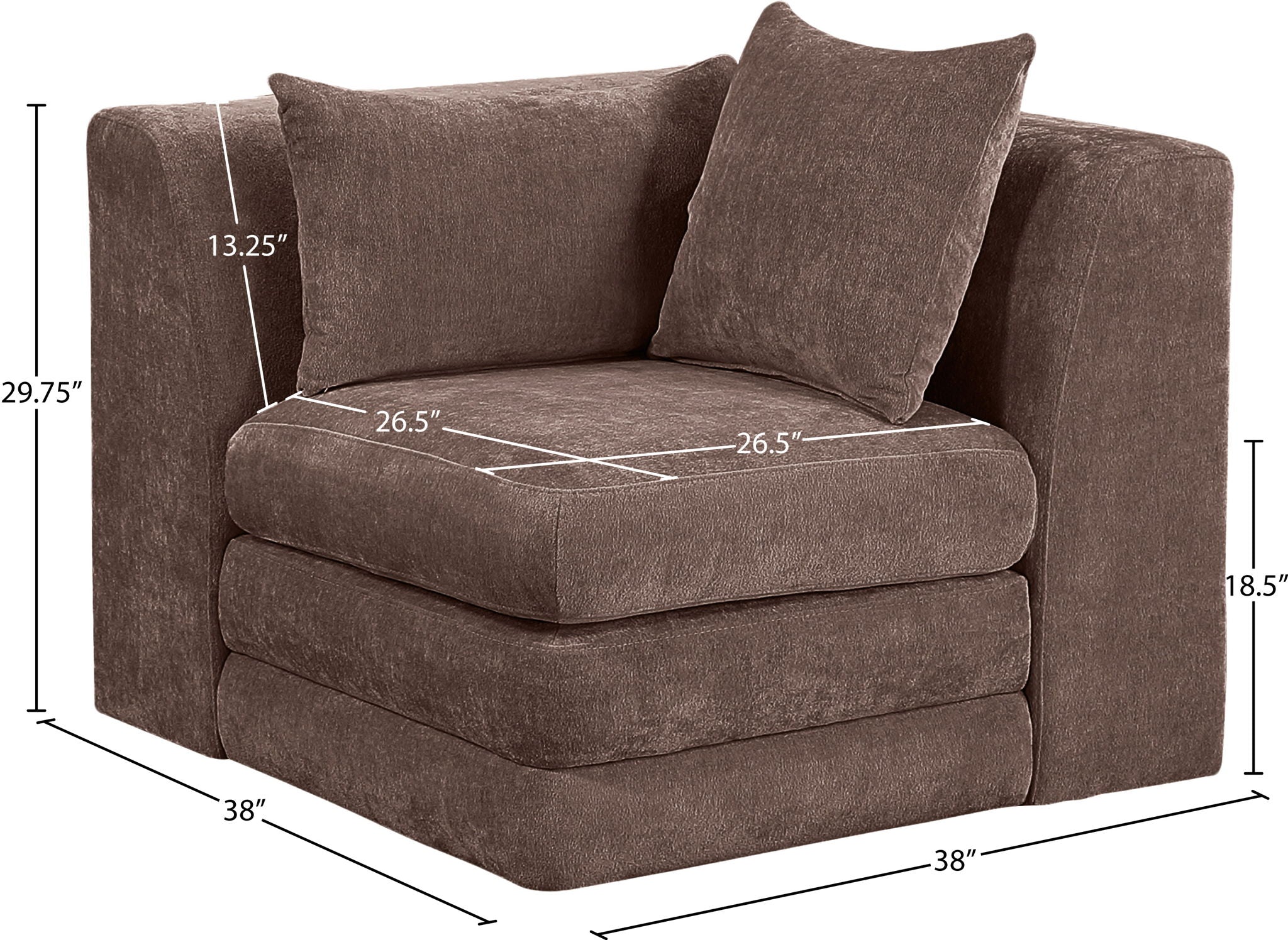 Stellar - Chenille Fabric Upholstered Modular Corner Chair