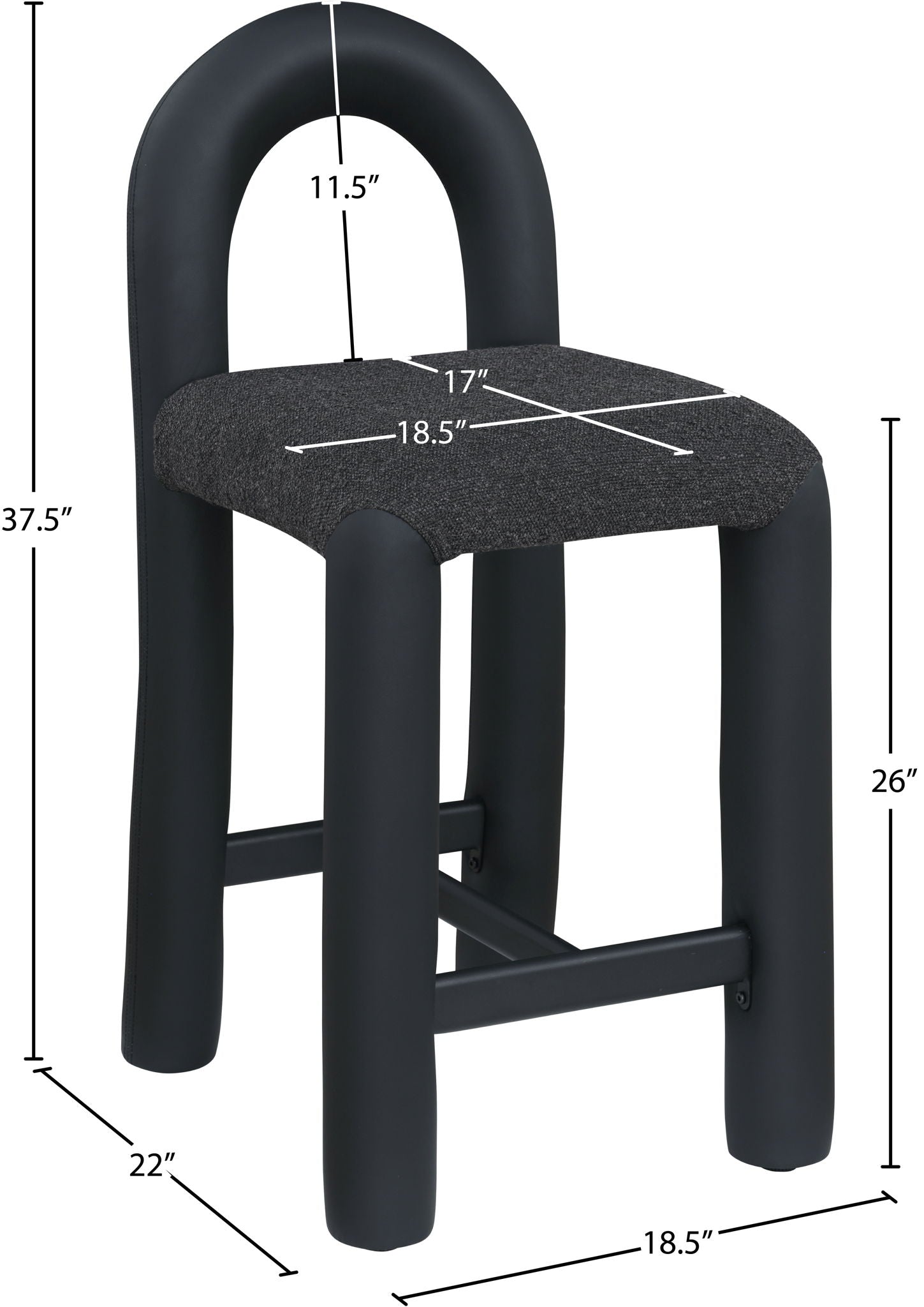 Amari - Vegan Leather and Boucle Fabric Stool