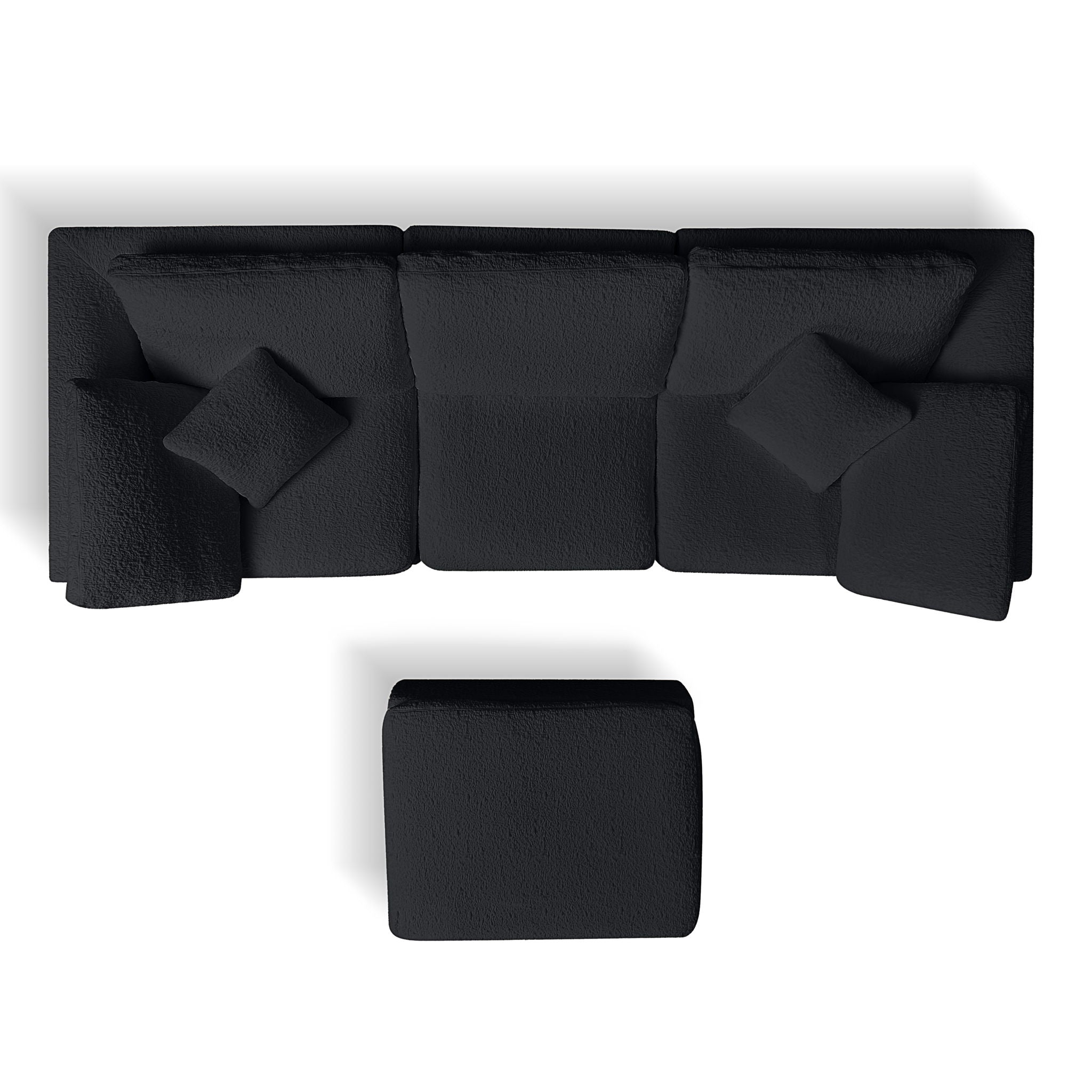 Cloud Sectional Couch, Convertible With Ottoman, 3 Seater Modular Design