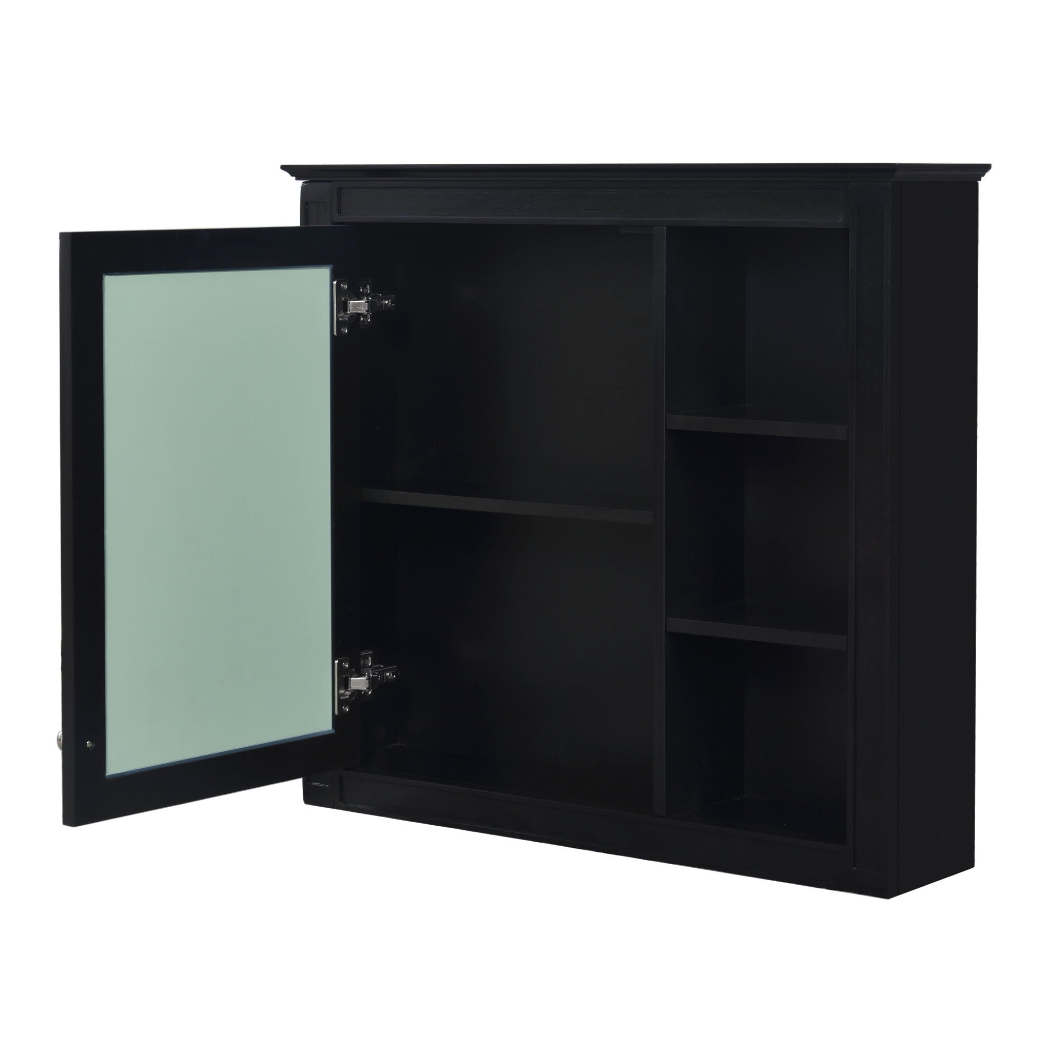 Bathroom Vanity With Top Sink, 2 Doors And 3 Drawers, Freestanding Set With Mirror Cabinet