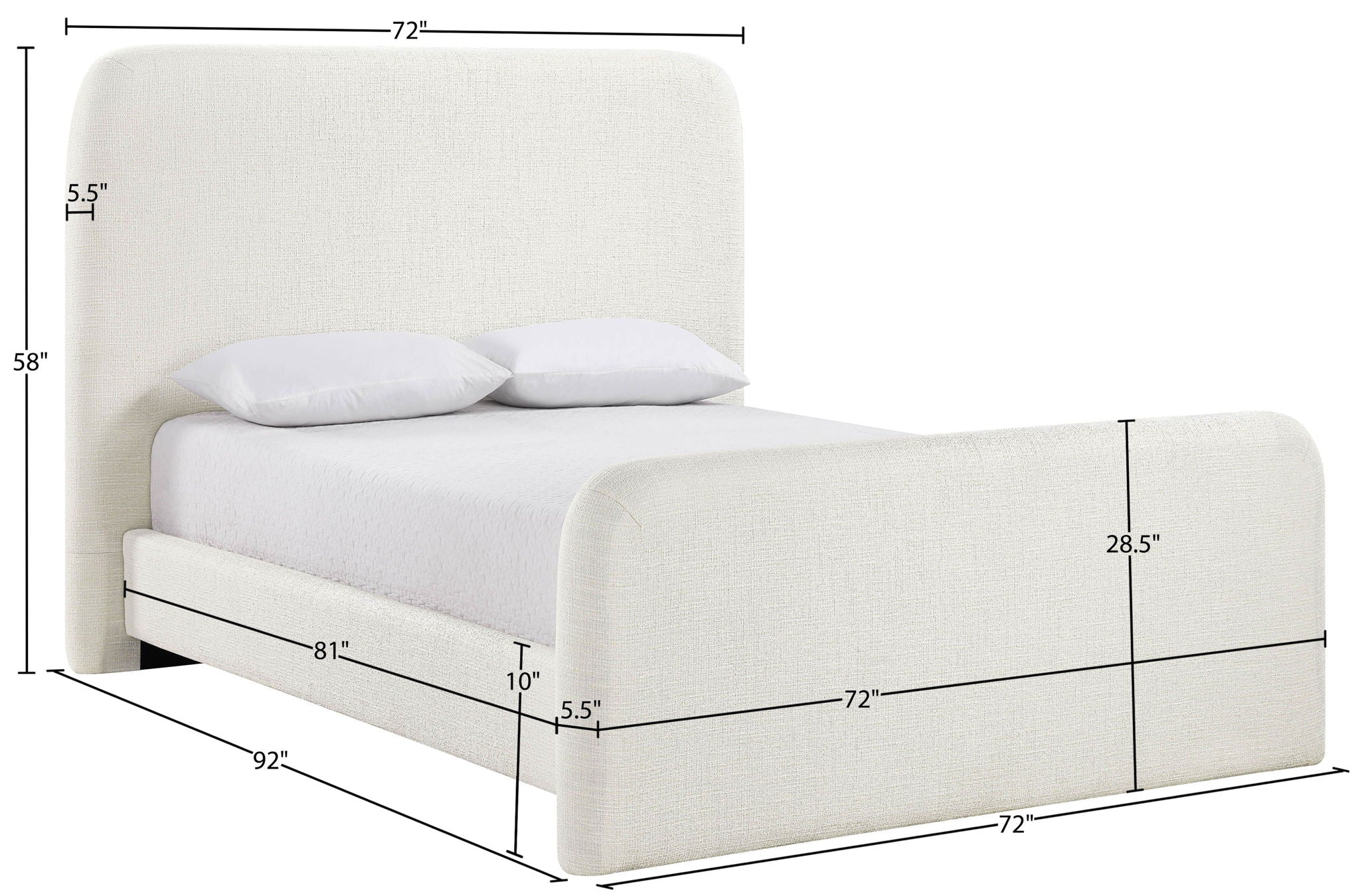 Fira - Linen Textured Fabric Upholstered Bed