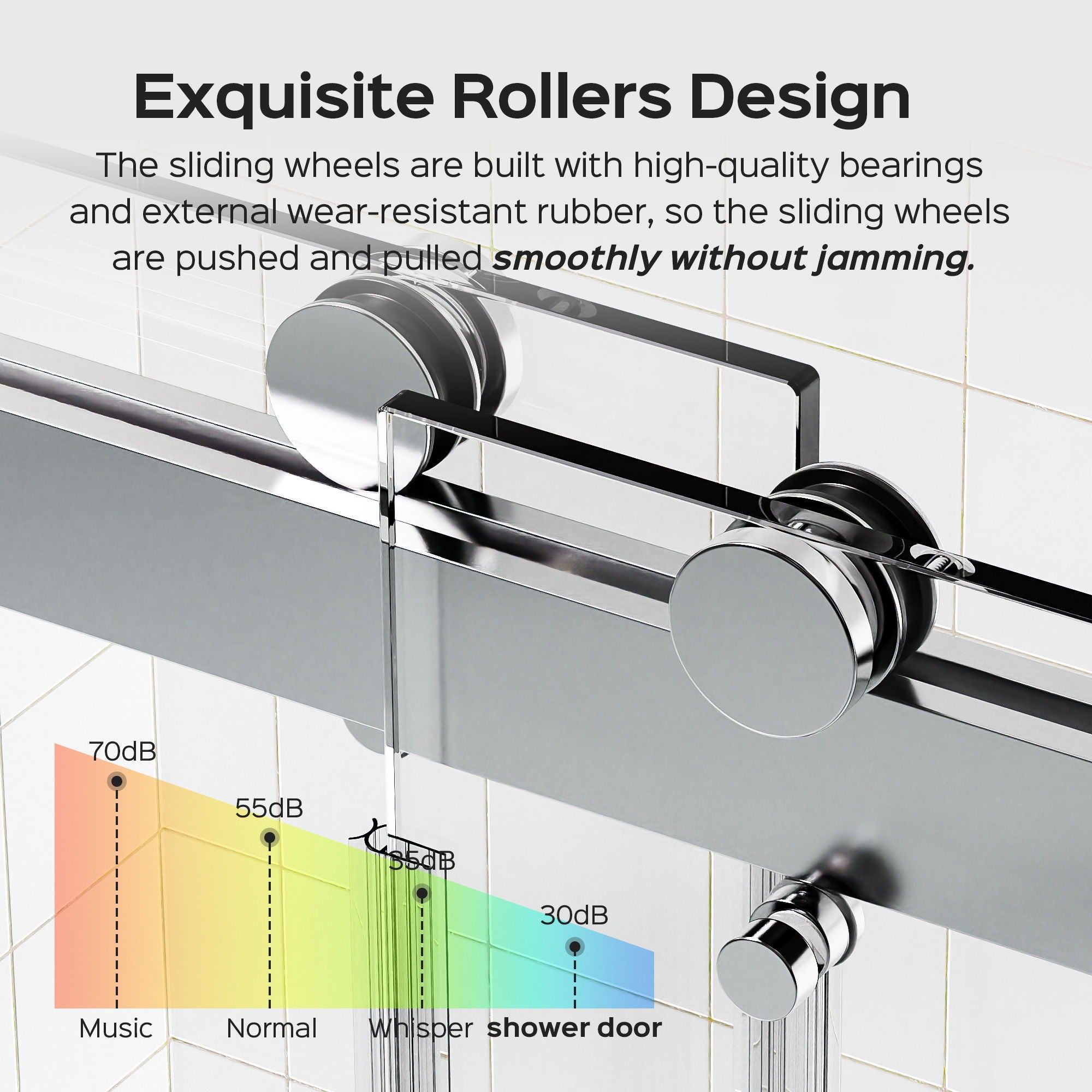 Frameless Double Sliding Soft-Close Shower Door, 3 / 8" (10Mm) Thick SGCC Tempered Glass Door, Matte