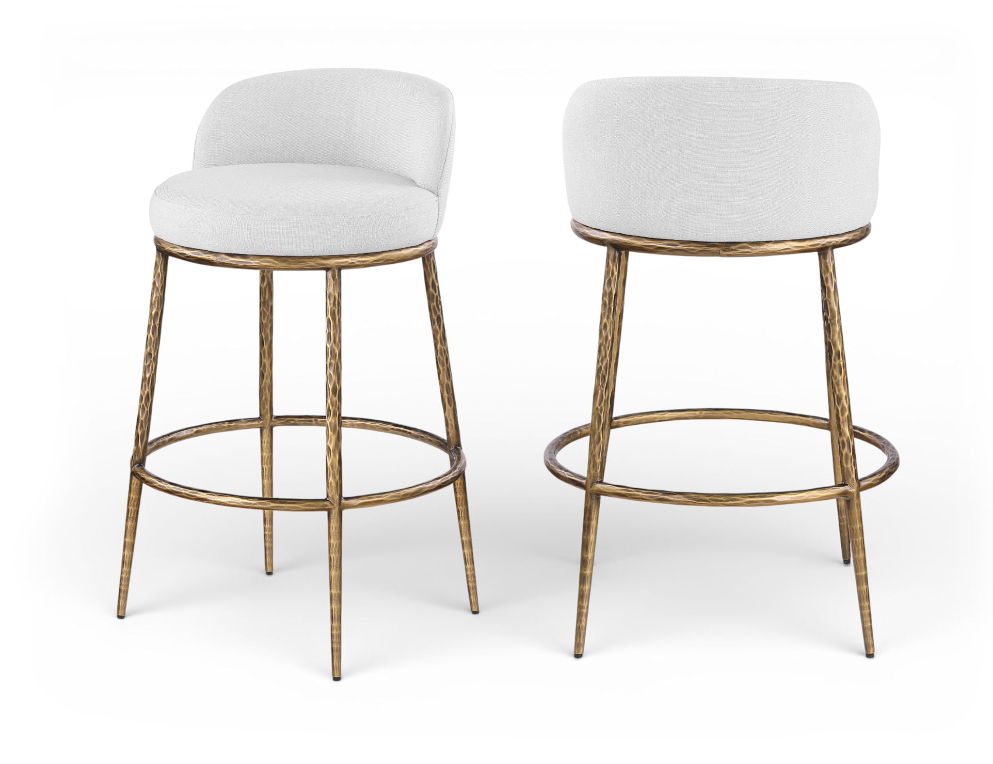 Ferro - Performance Fabric Upholstered Bar Stool - Antique Brass