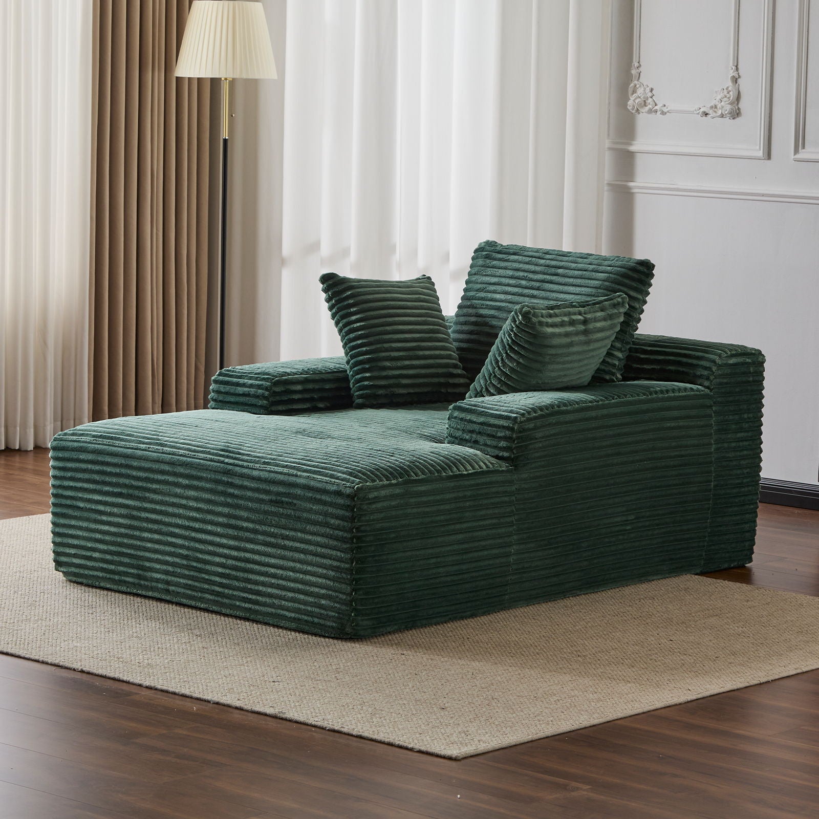Oversized Chaise Lounge Chair Cozy Cloud Couch With 3 Throw Pillows And Wide Armrest