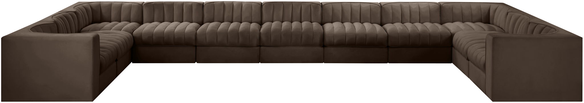 Rummi - Velvet Performance Fabric Upholstered 11 Piece Modular Sectional