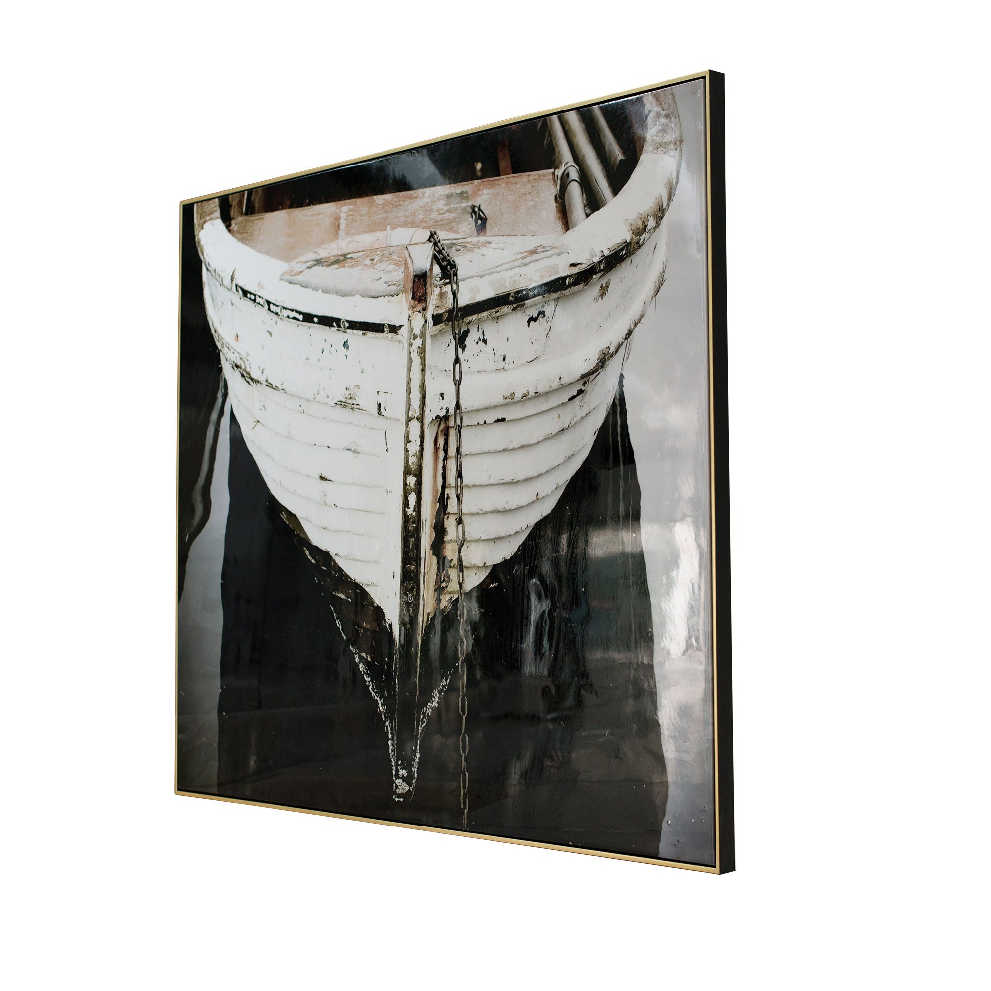 Large And Rectangular Wall Art With Frame, Wall Decor For Living Room - White / Blue