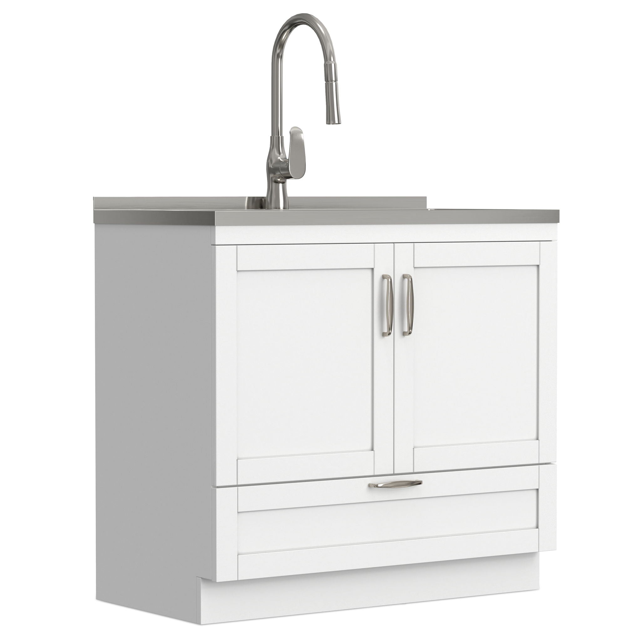 Reed - Deluxe Laundry Cabinet With Pull-Out Faucet And Stainless Steel Sink