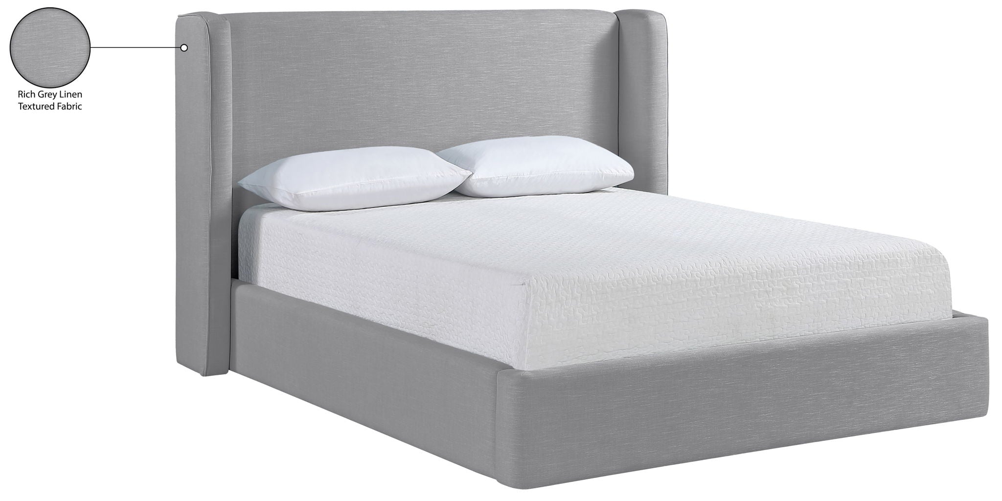 Kendall - Linen Textured Fabric Upholstered Bed