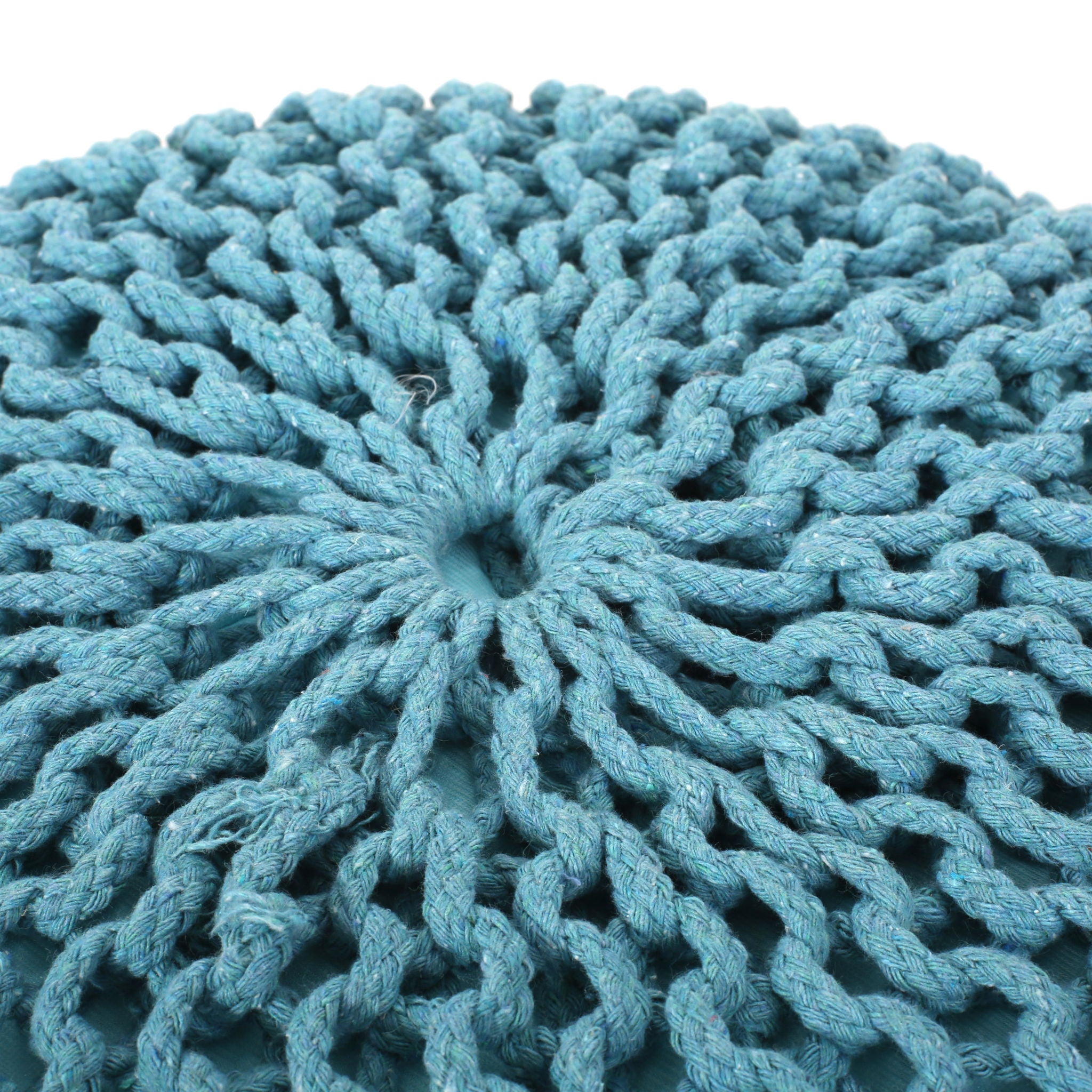 Moro - Knitted Round Pouf With Pumpkin Shape