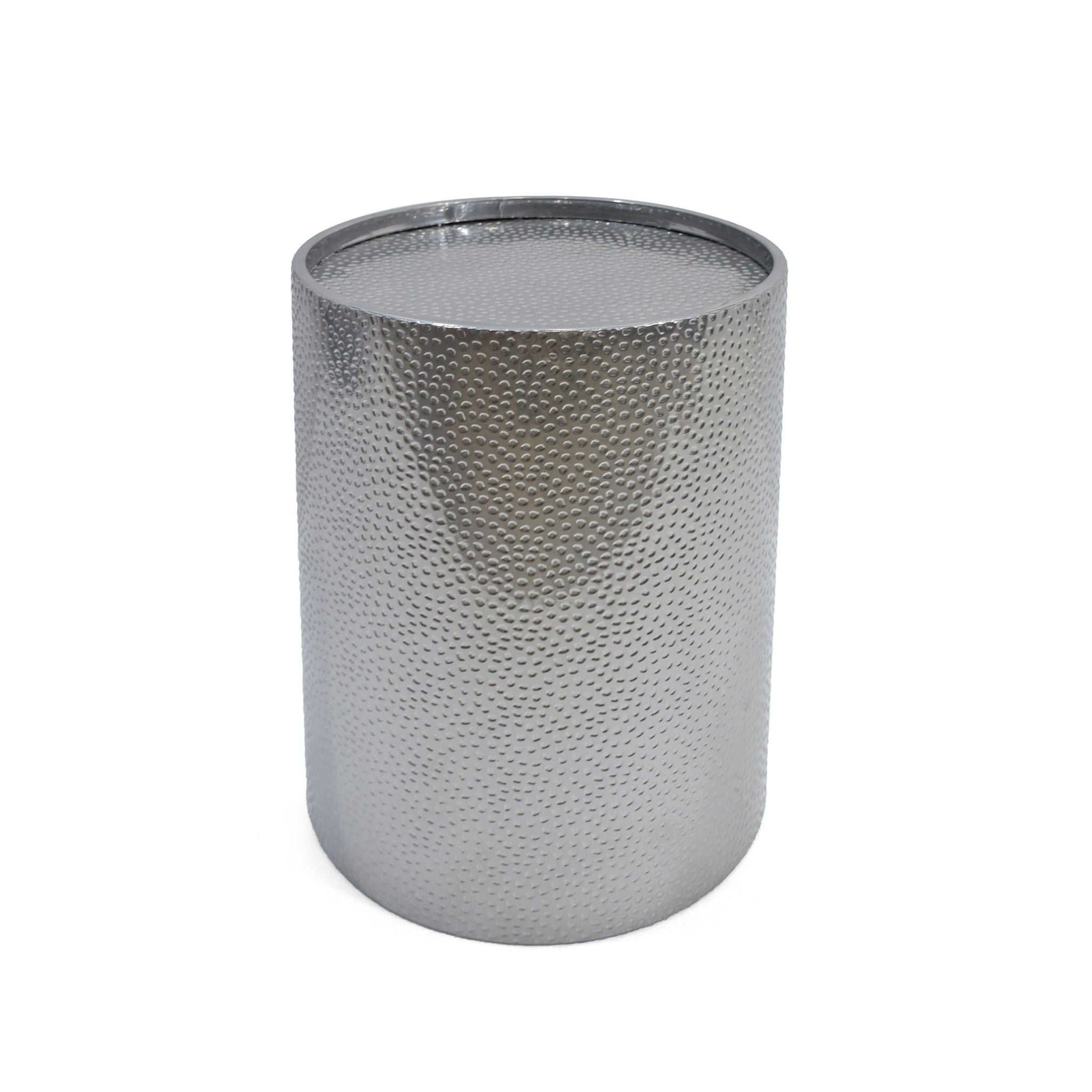 Modern Round Accent Table With Hammered Surface