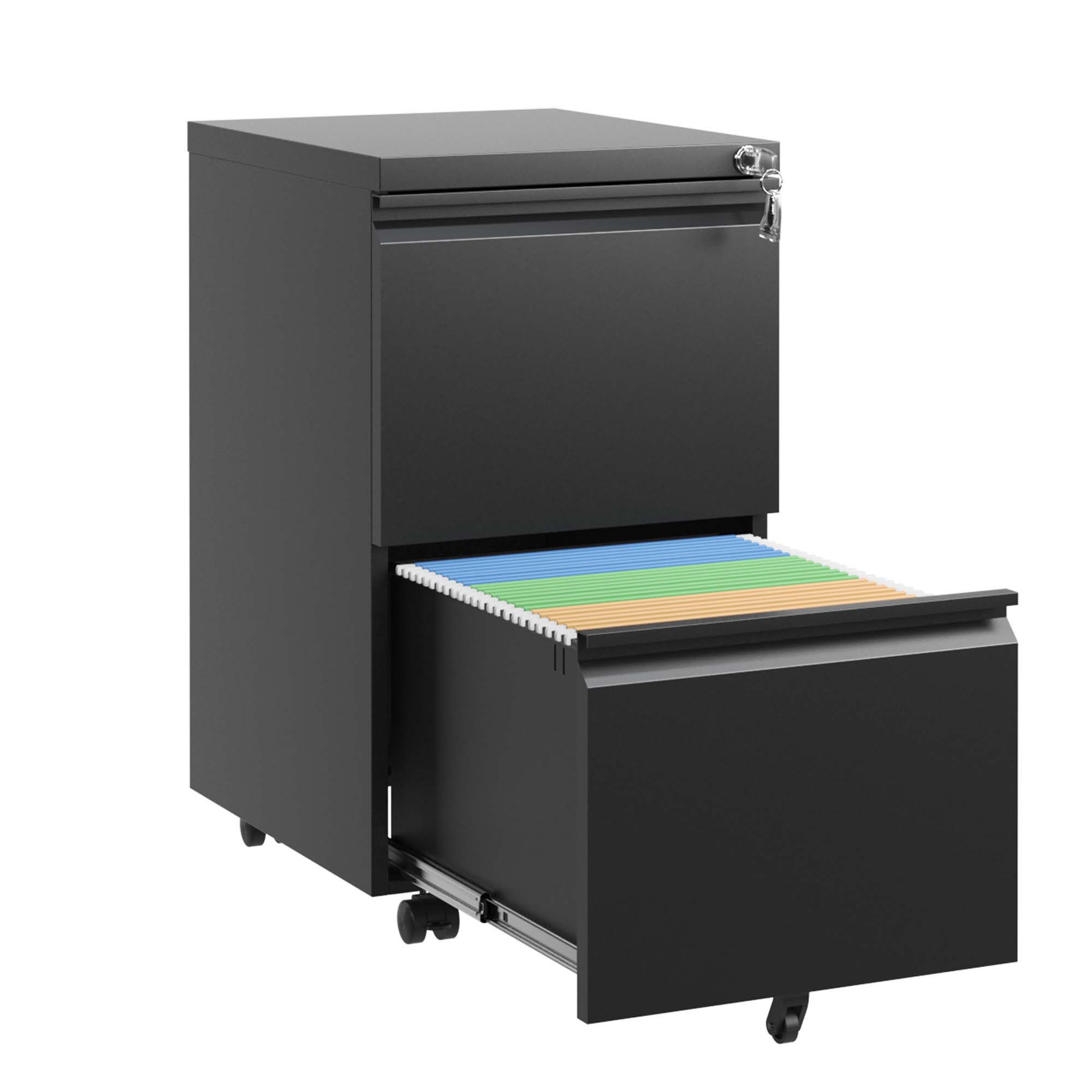Metal Drawer Mobile File Cabinet With Lock For Home Office Organizer