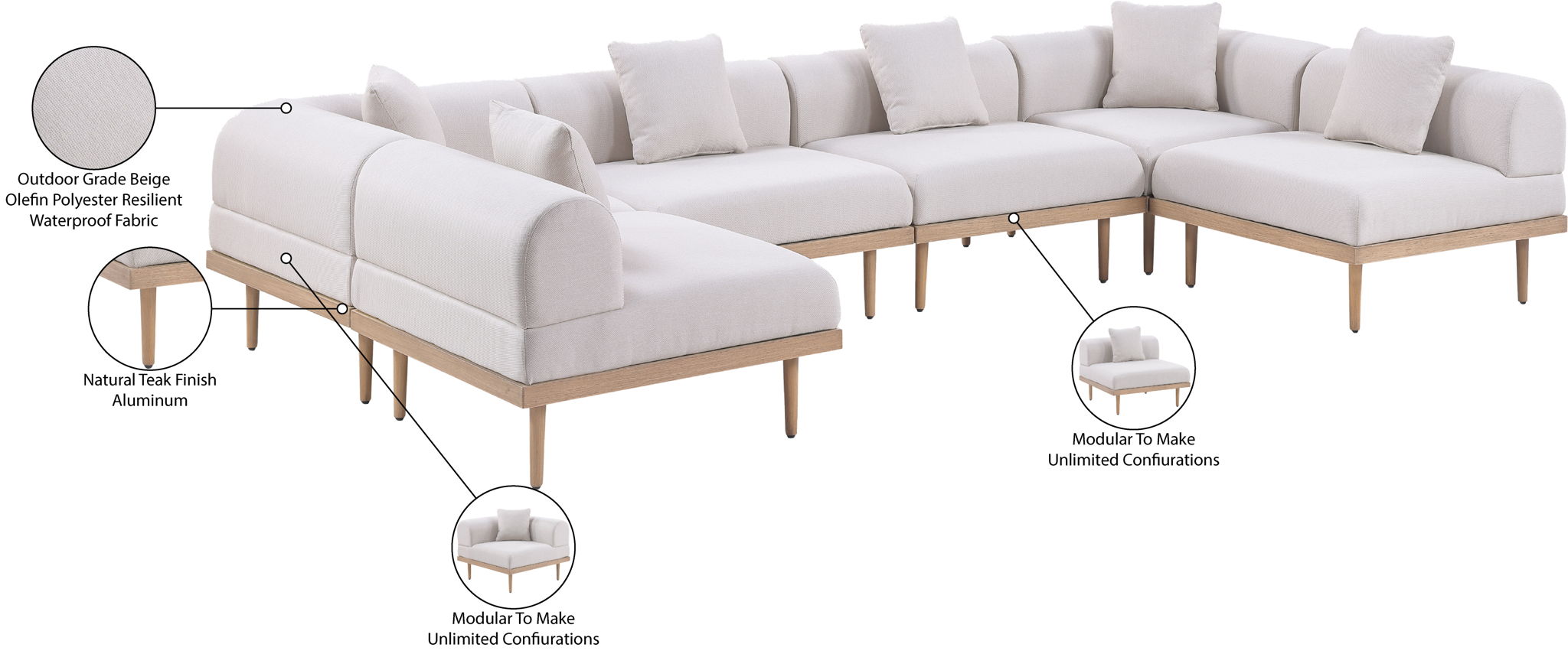 Laguna - 6 Piece 142" Outdoor Patio Modular Sectional