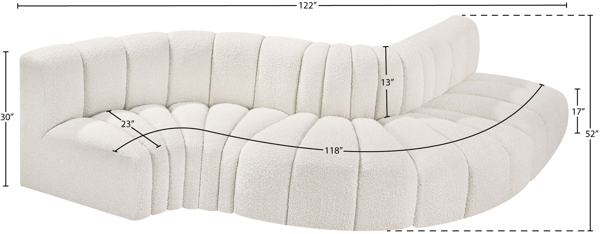 Arc - Boucle Fabric 5 Piece Modular Sofa