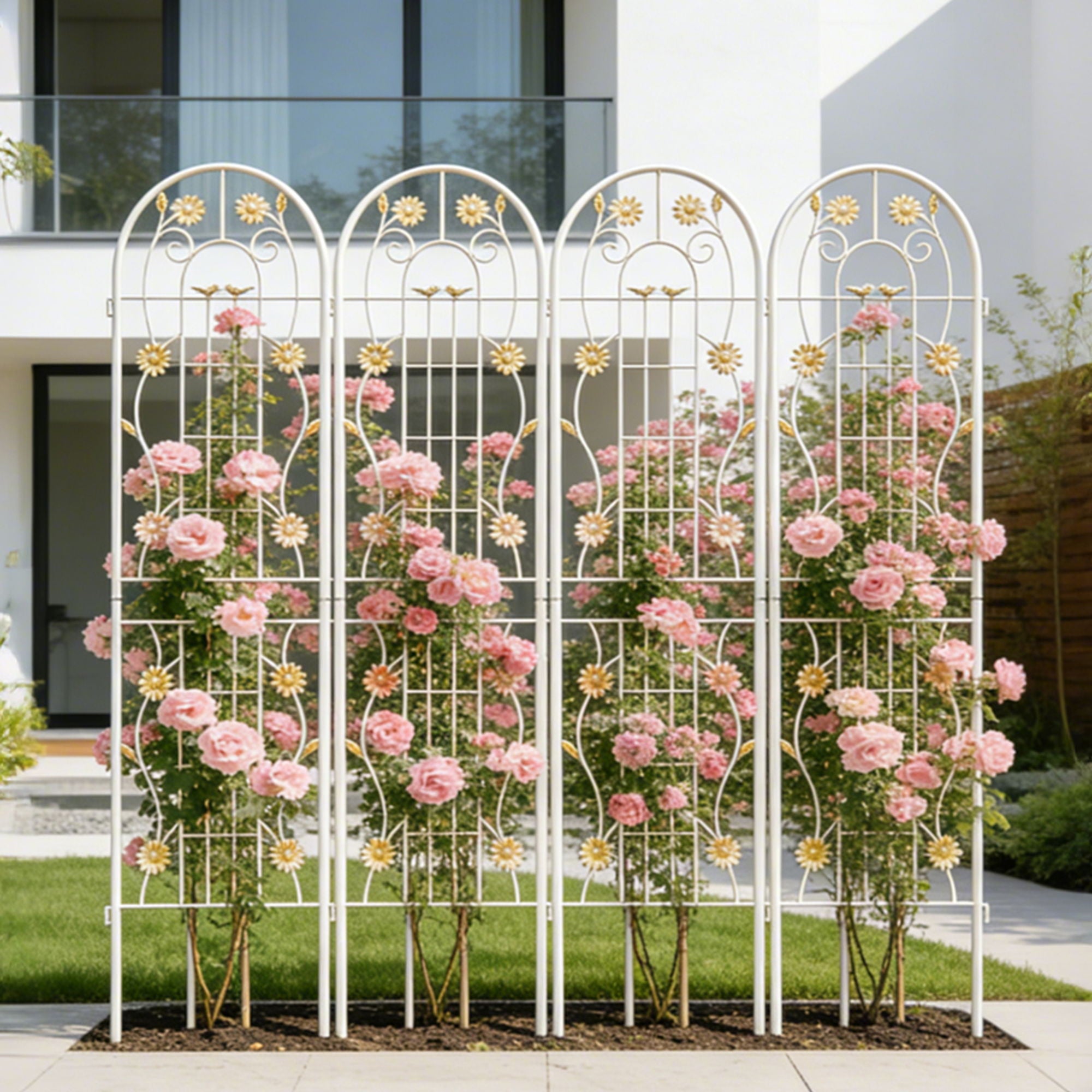 Metal Garden Trellis Rustproof Trellis For Climbing Plant Outdoor Flower Support