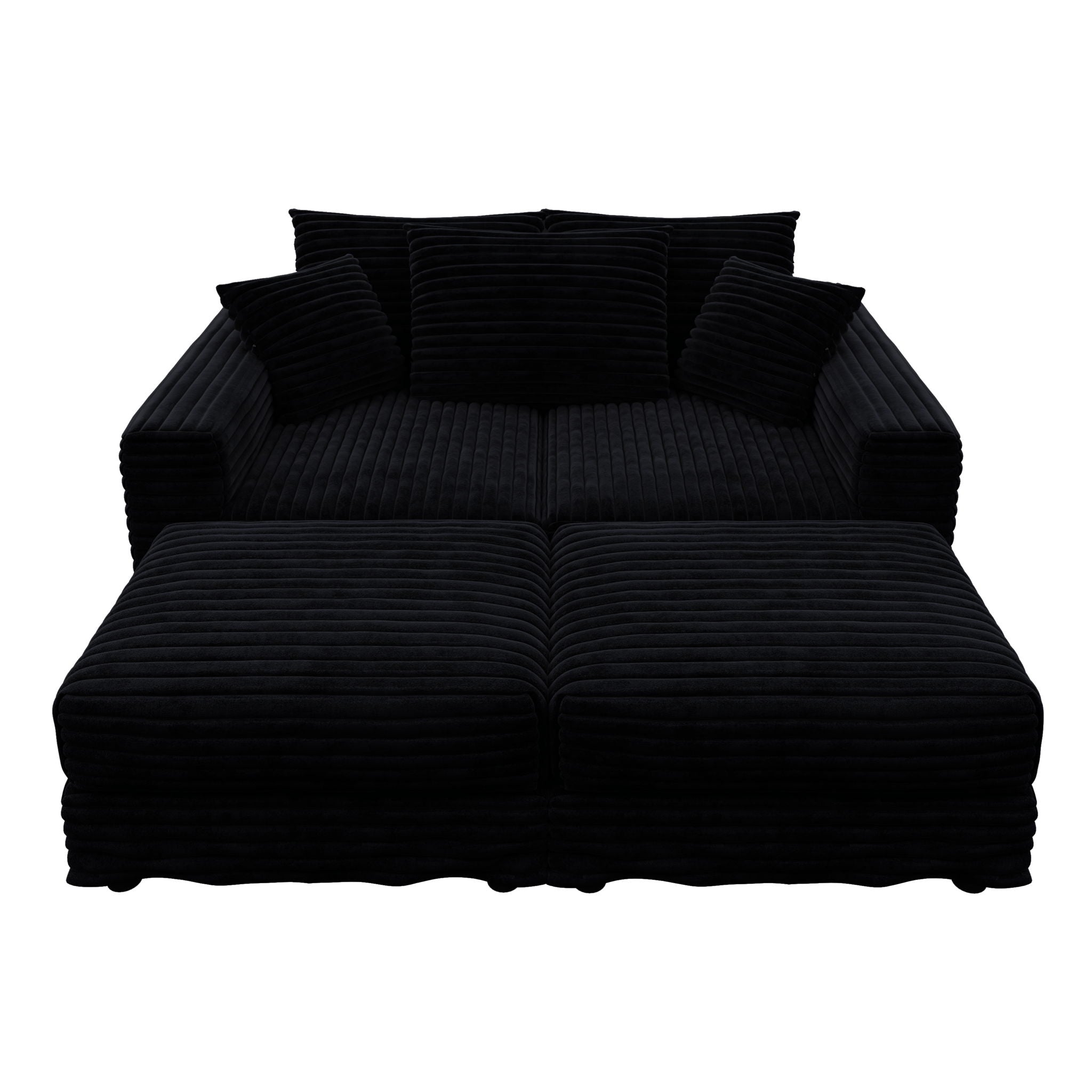 Convertible Deep Seat Sofa With Soft Pillows And Ottomans