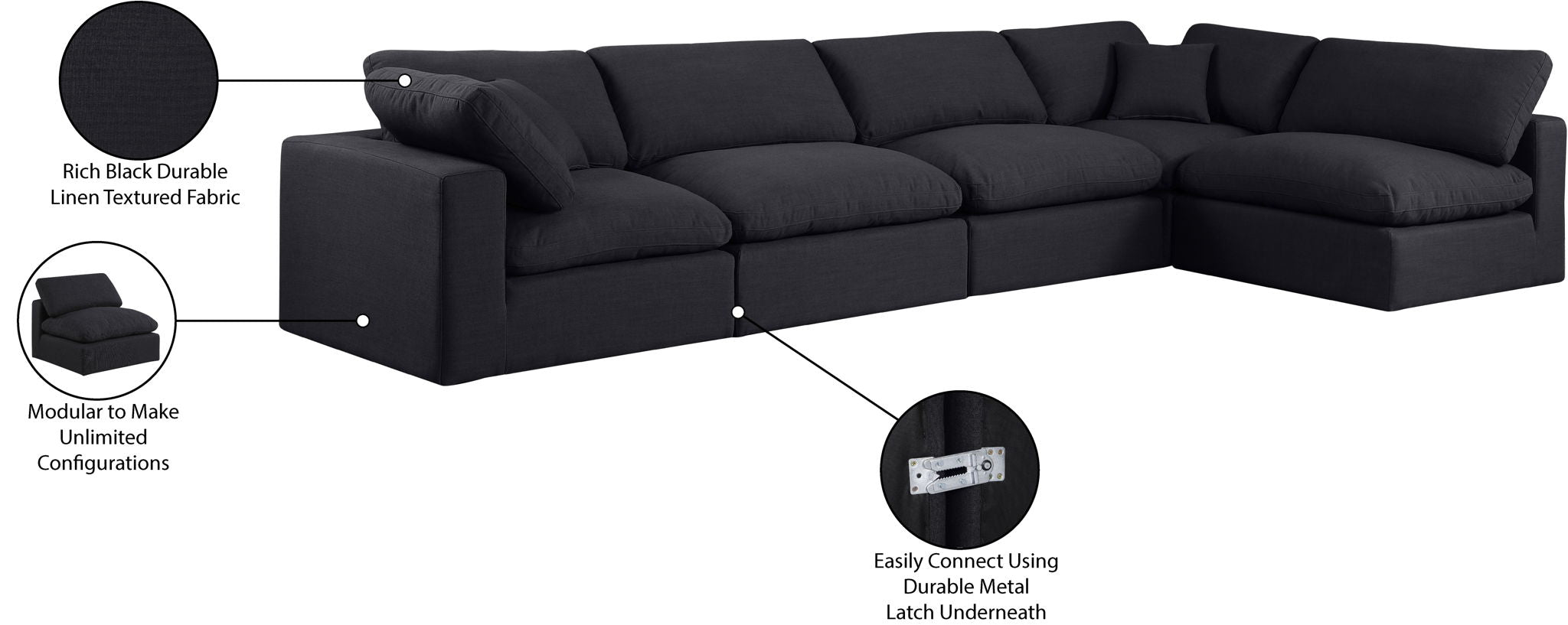 Comfy - 5 Piece Linen Modular Sectional