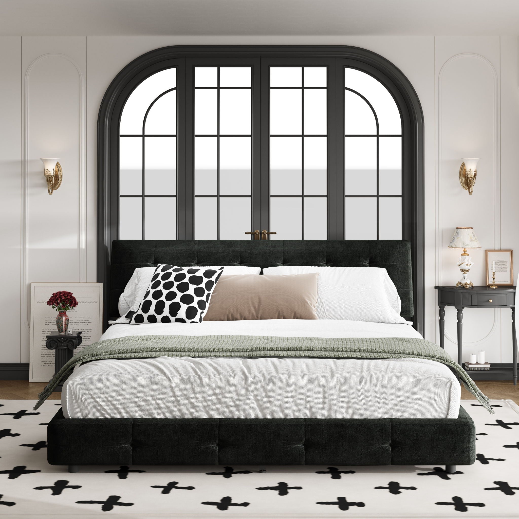 Tufted Headboard With Extra-Large Ultra-Soft Cloud Pillow Design