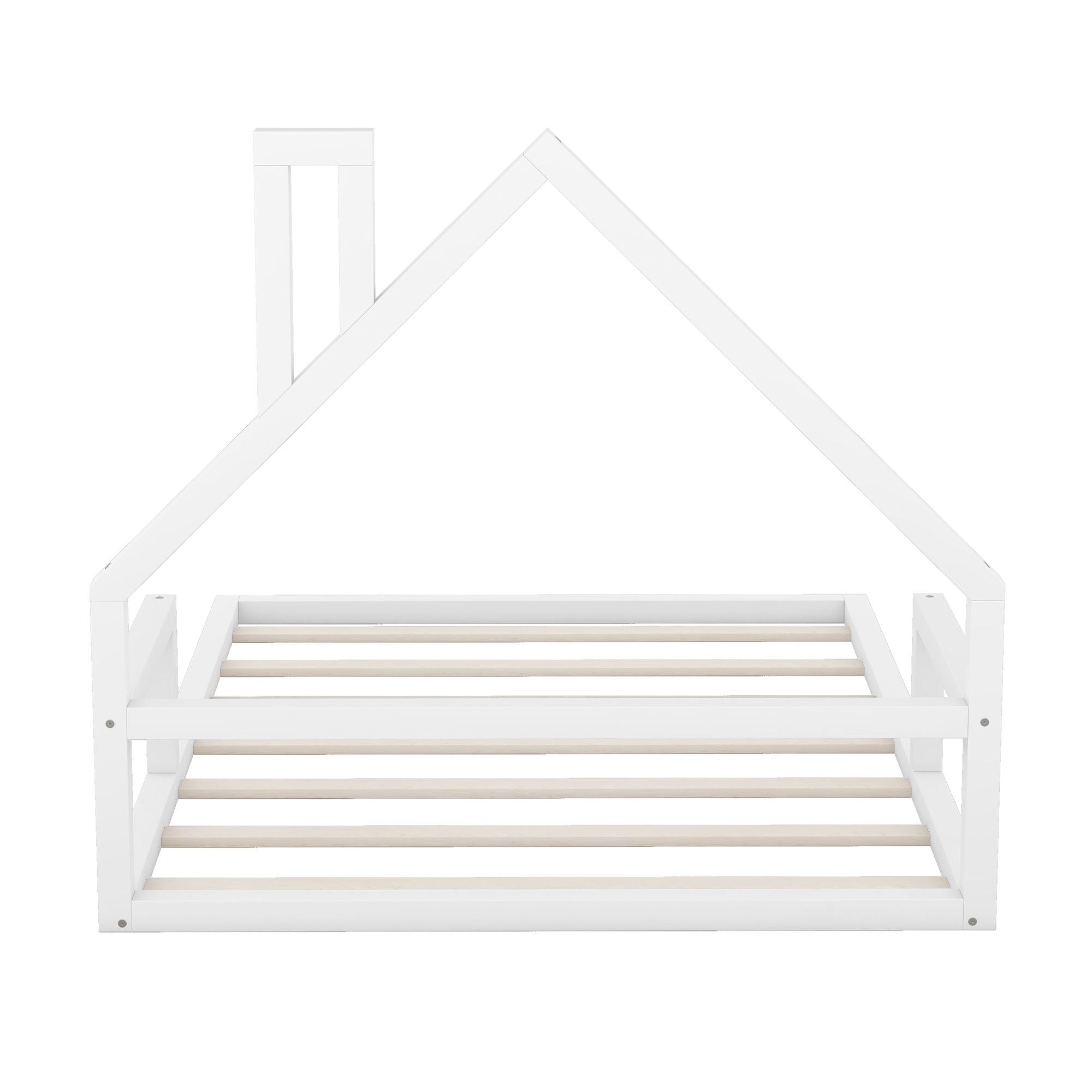 Elegant Floor Bed With House Shaped Headboard