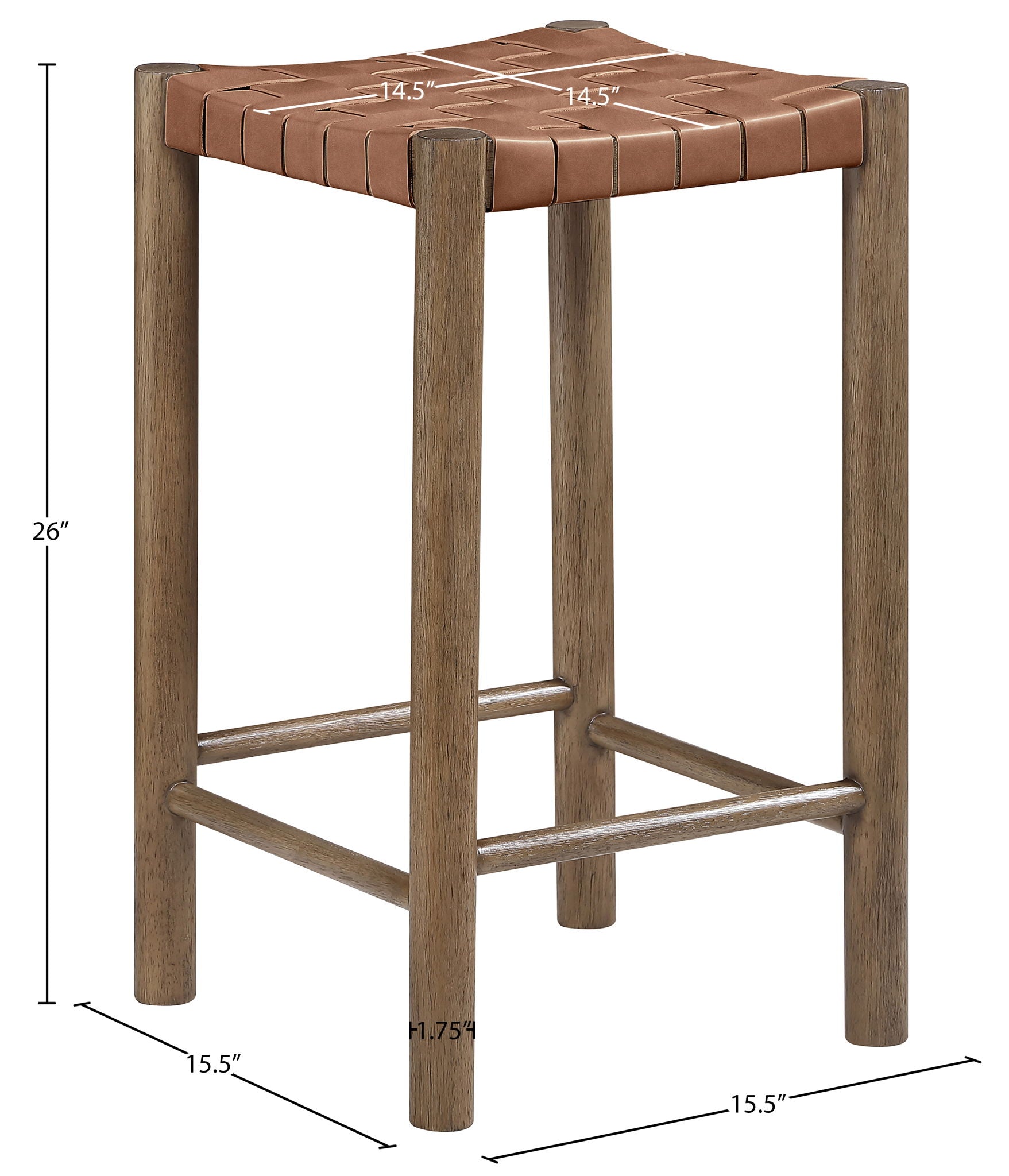 Entwine - Vegan Leather Upholstered Backless Counter Stool - Painted Brown