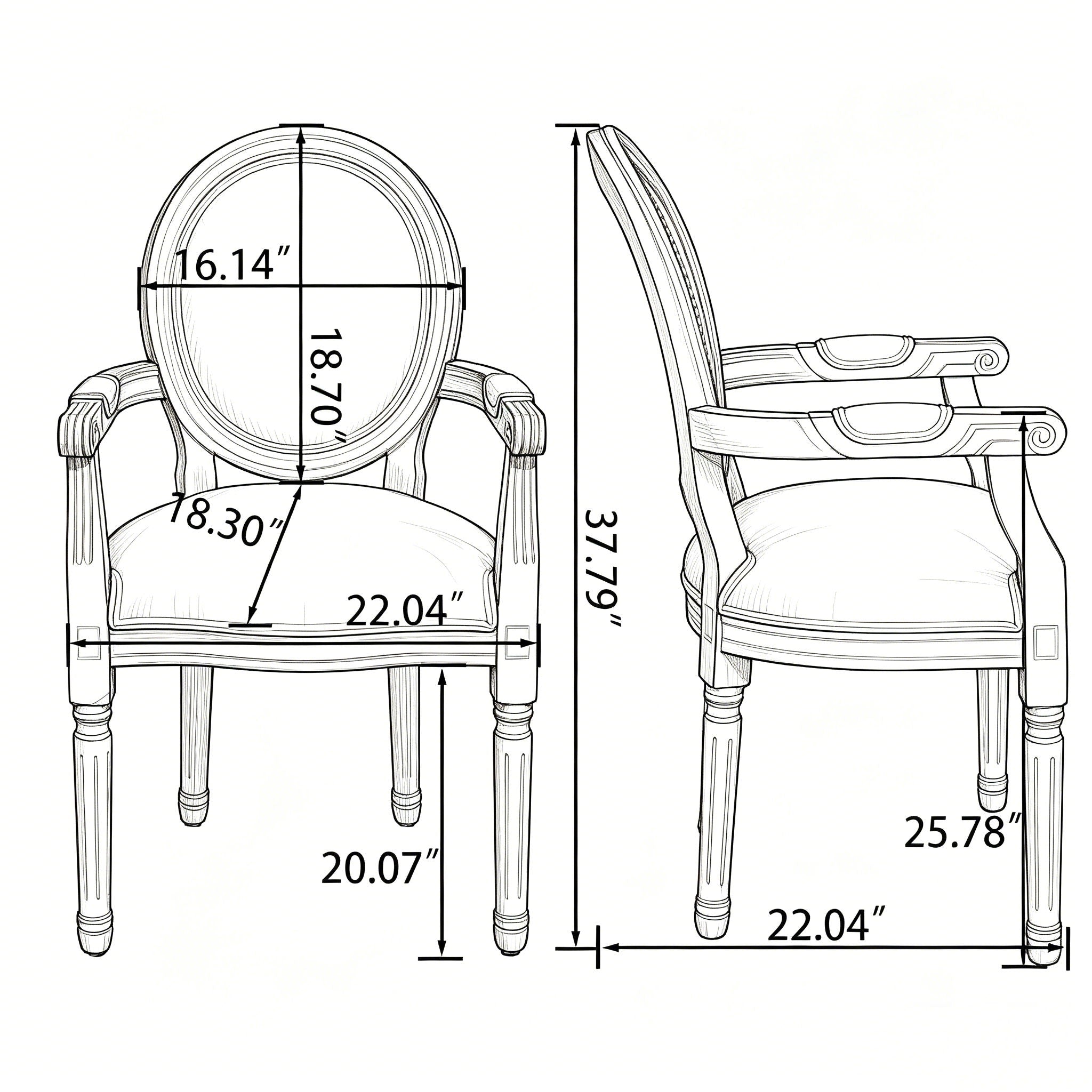 French Vintage Upholstered Fabric Dining Armchair (Set of 2) - Beige