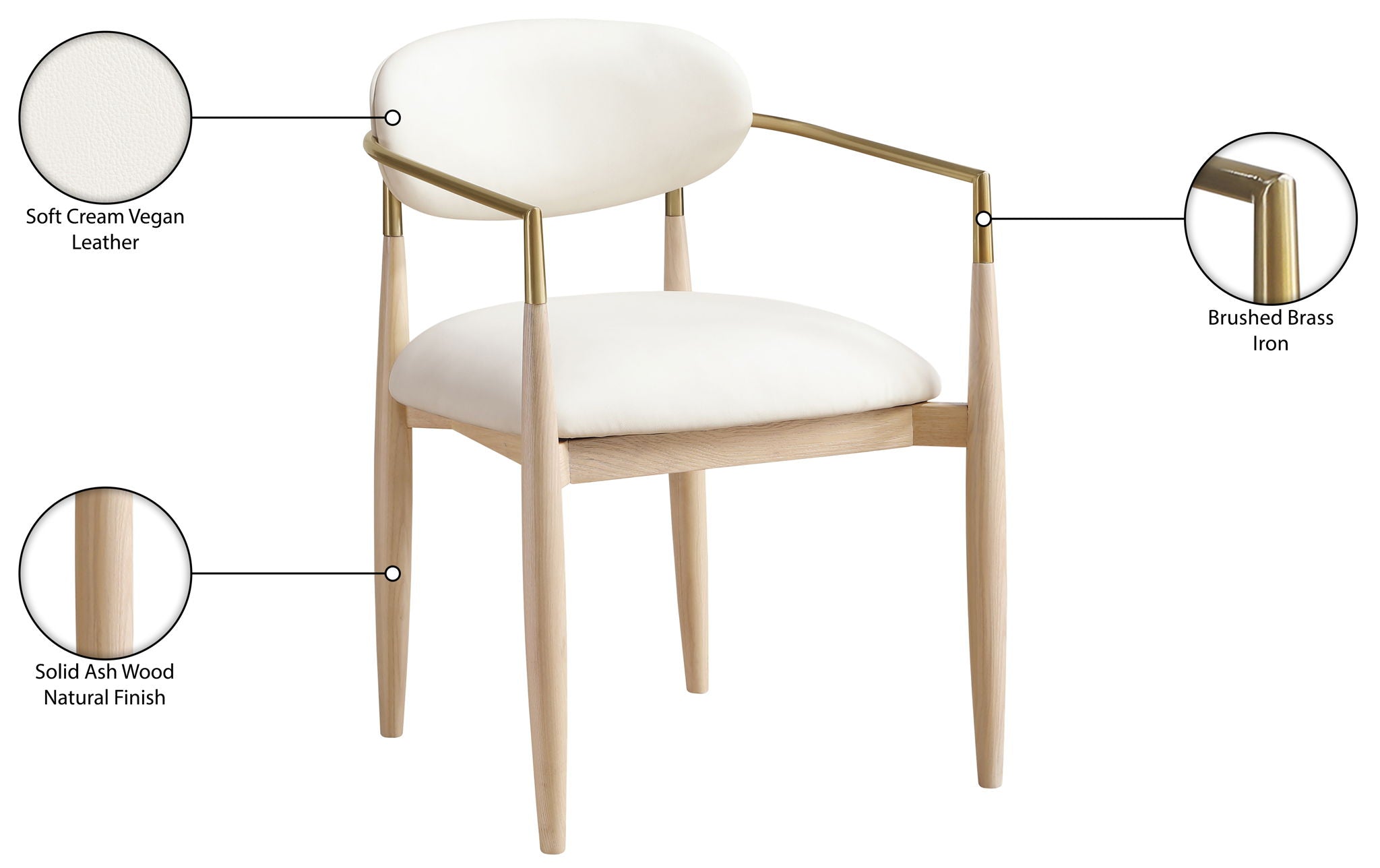 Riccio - Dining Arm Chair (Set of 2) - Natural And Gold Frame